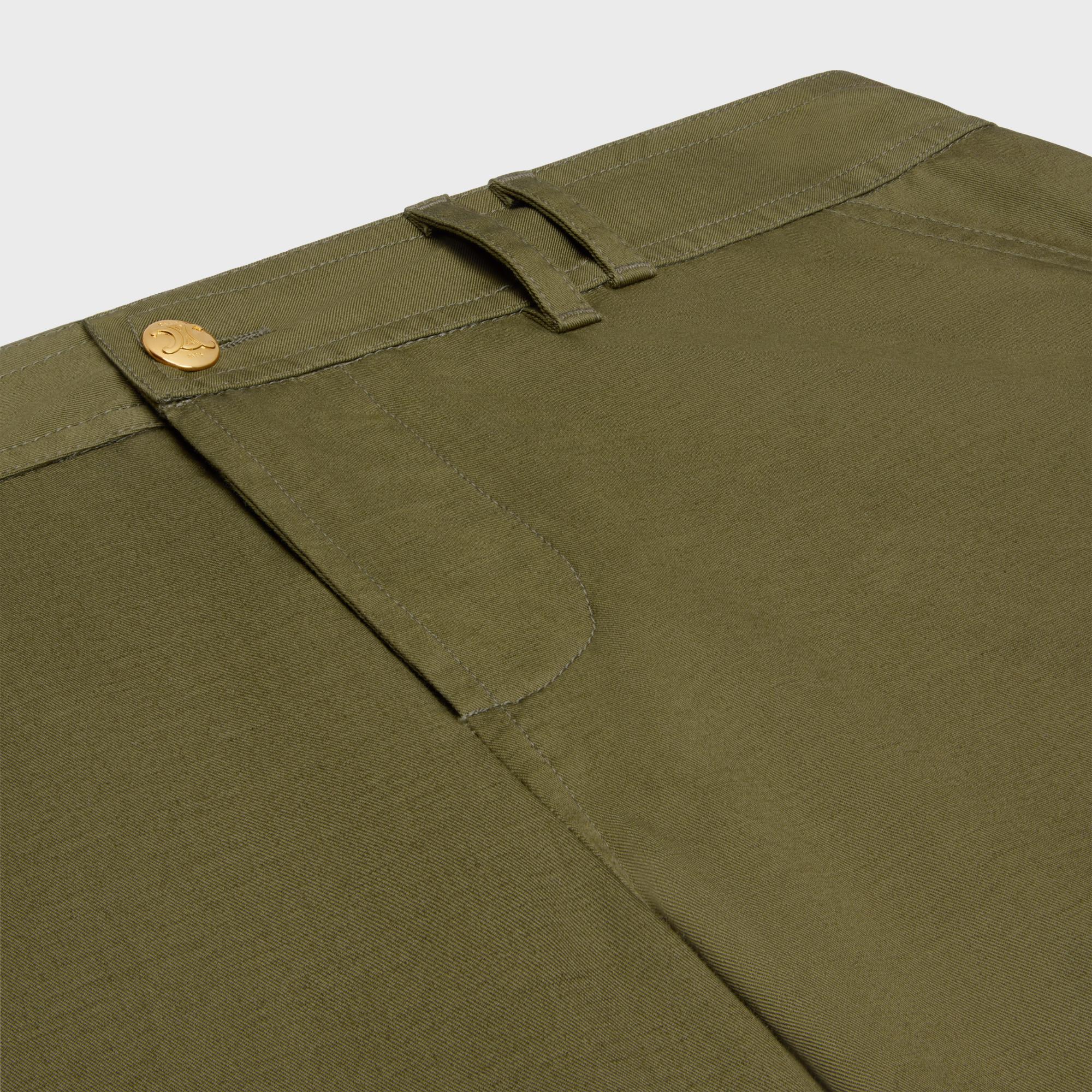 Pants Cargo Cotton And Linen Gabardine Pantalon - Kaki Militaire - Image 4