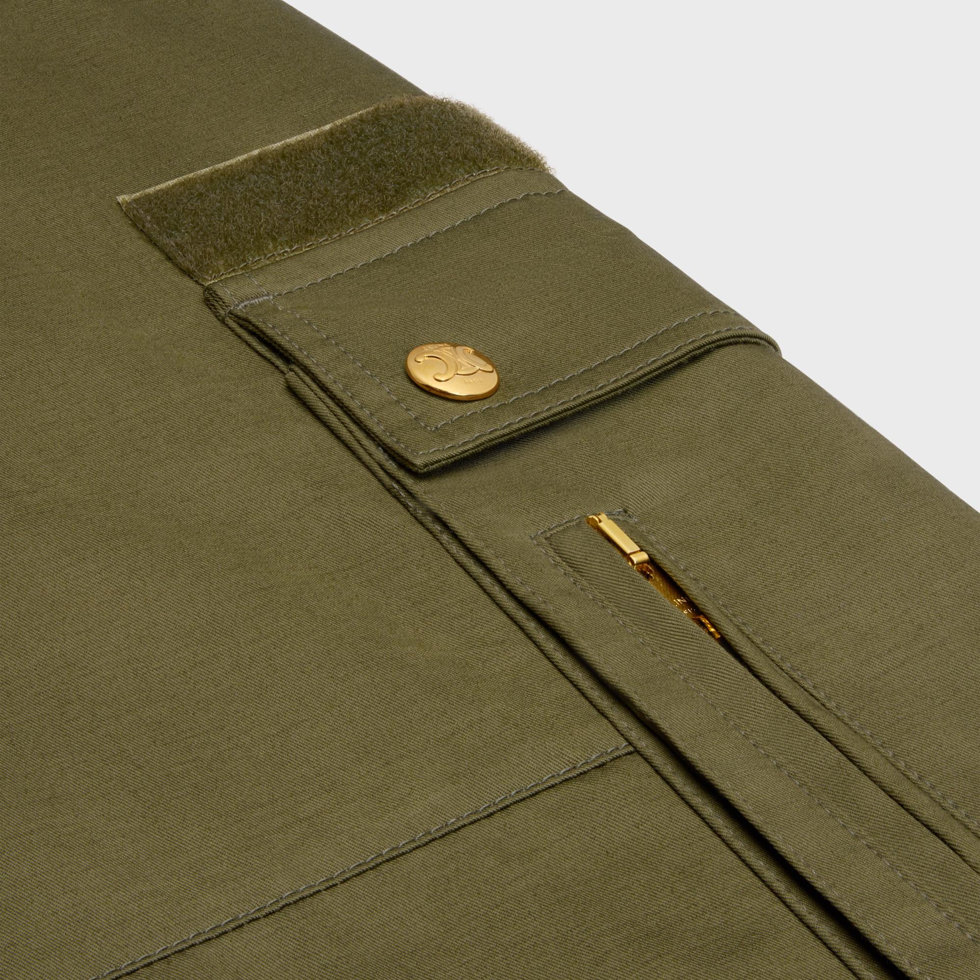Pants Cargo Cotton And Linen Gabardine Pantalon - Kaki Militaire - Image 5