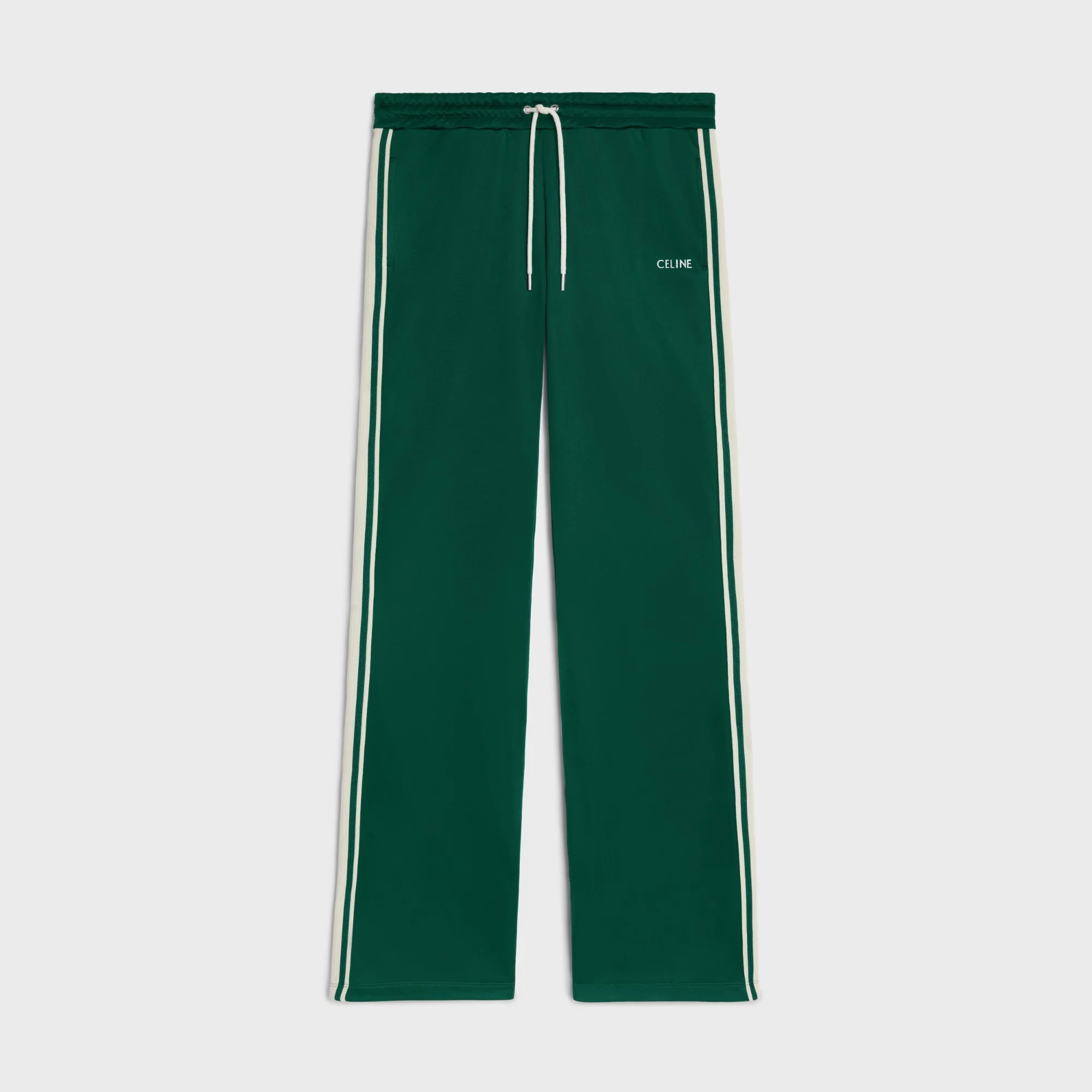 Pantalon Tracksuit Celine Double Jersey Vintage - Vert Bouteille / Off White