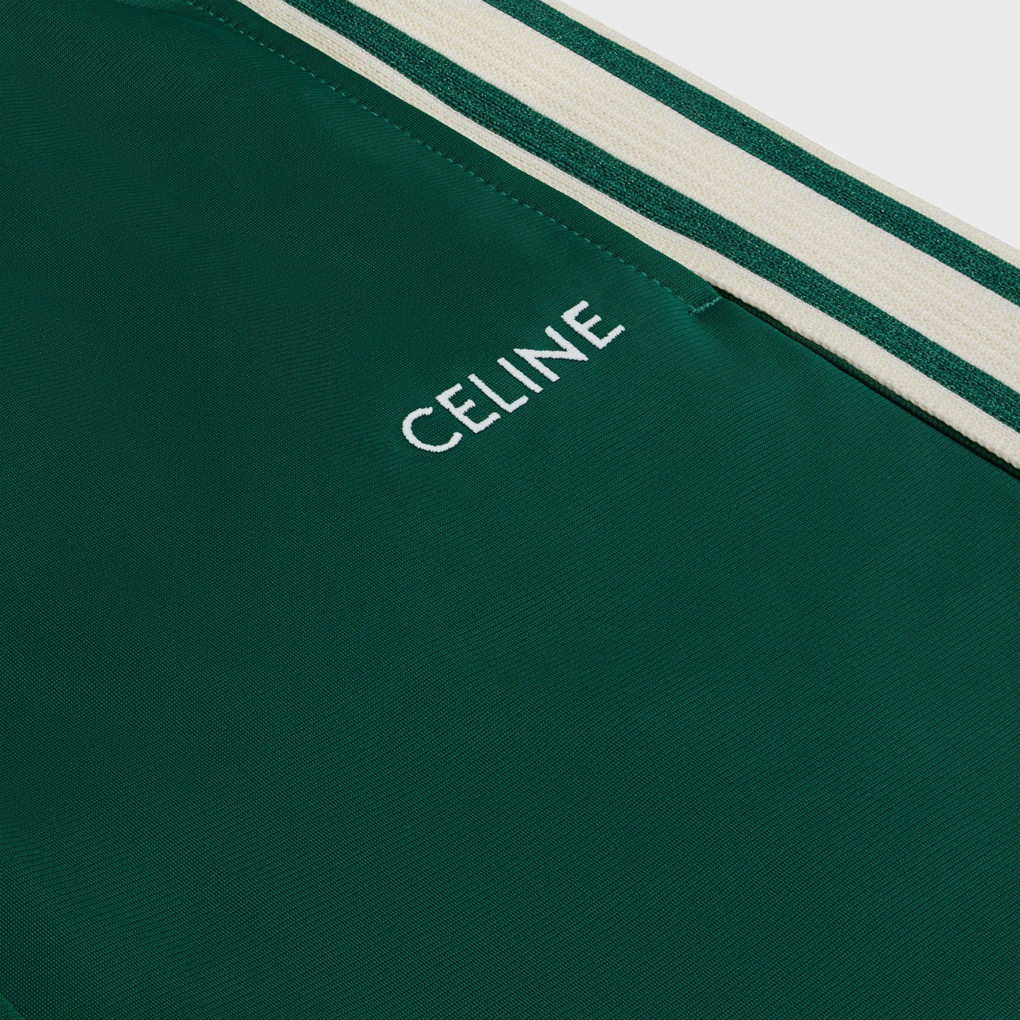Pantalon Tracksuit Celine Double Jersey Vintage - Vert Bouteille / Off White - Image 4