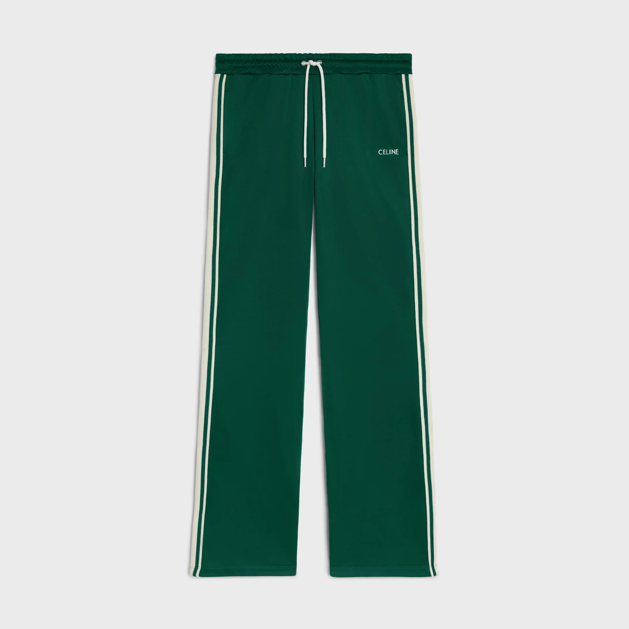 Pantalon Tracksuit Celine Double Jersey Vintage - Vert Bouteille / Off White - Image 5