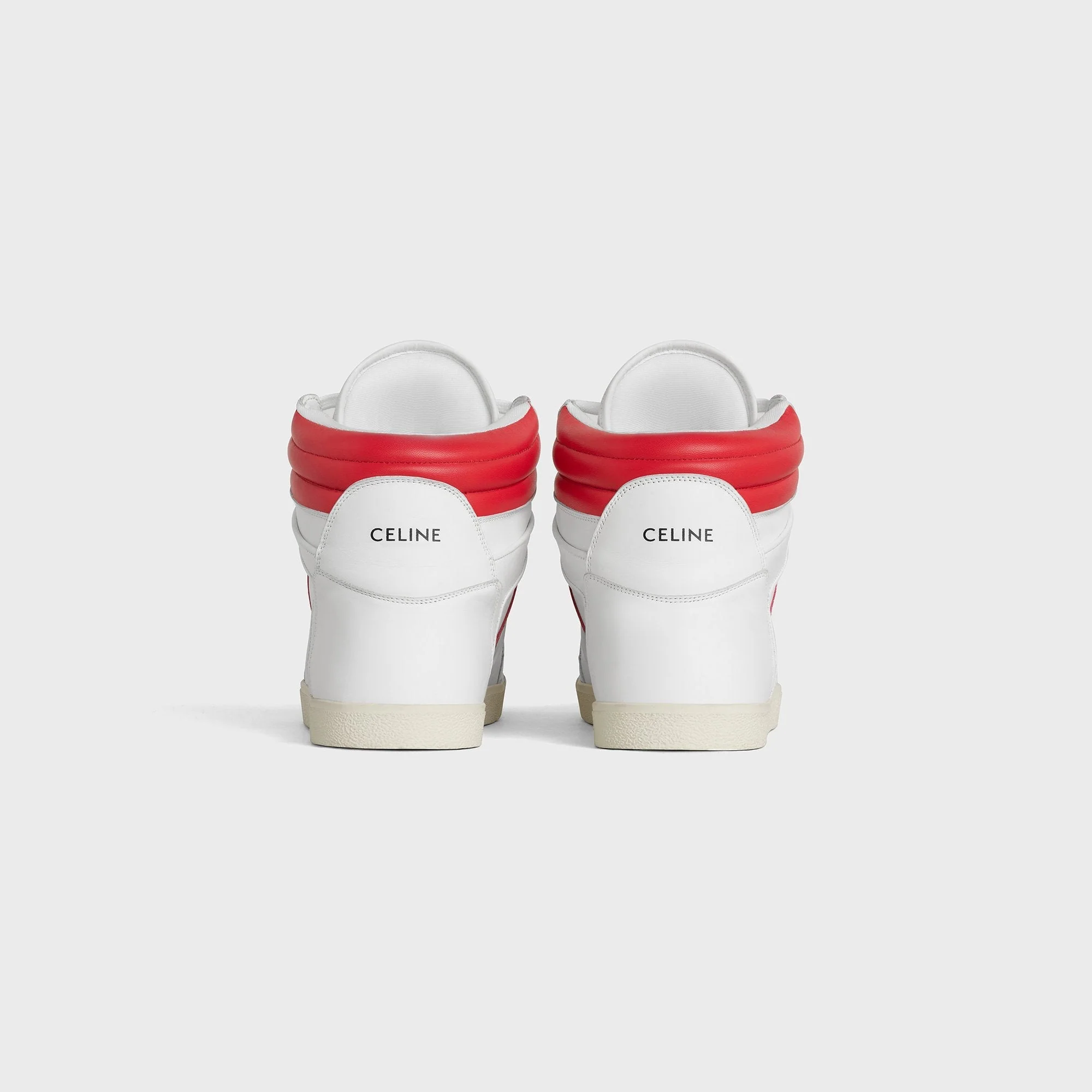 Break Mid Lace Up Sneaker Calfskin & Nappa Lambskin - White/Bright Red - Image 3