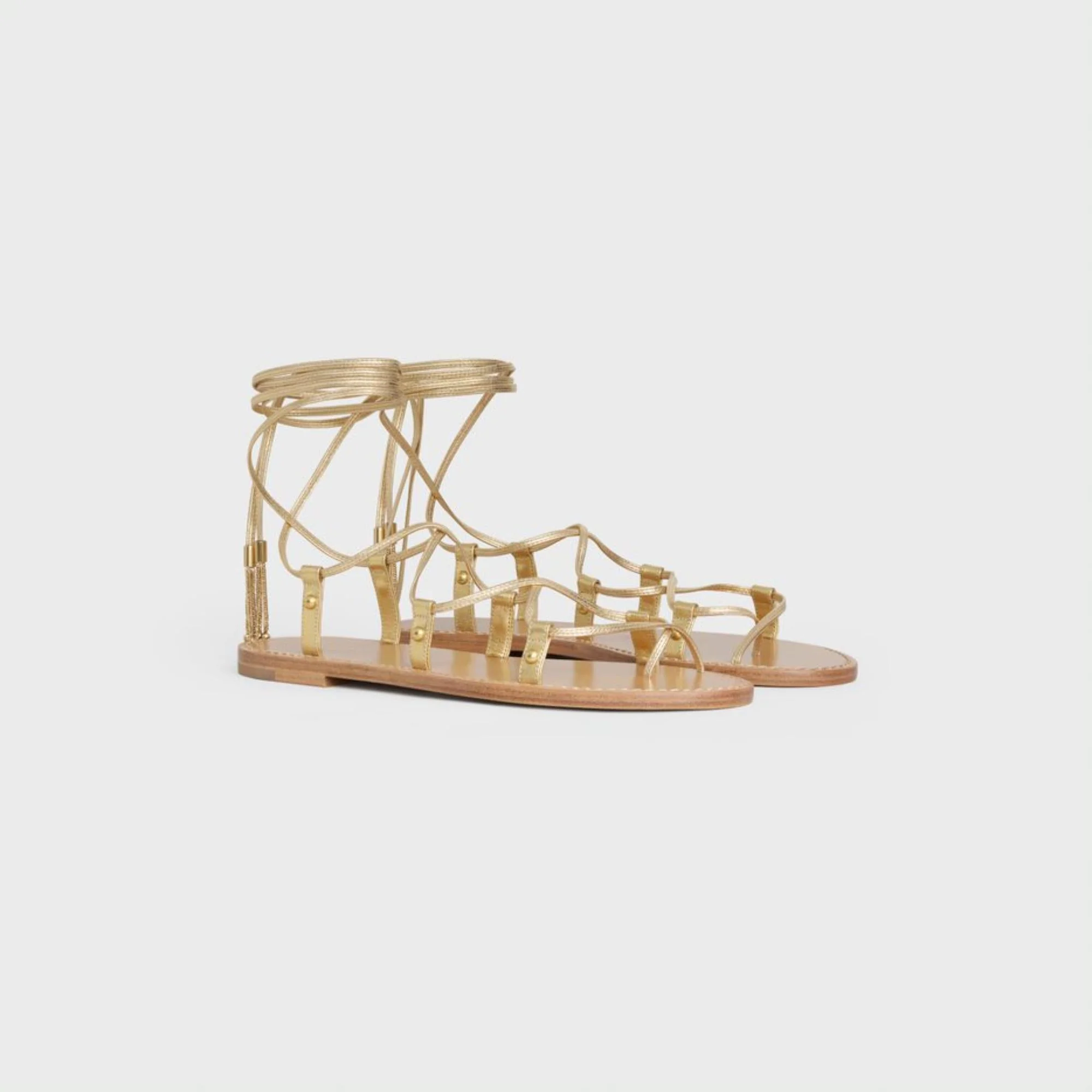 Taillat Flat Sandal 5 Laminated Lambskin - Gold - Image 4