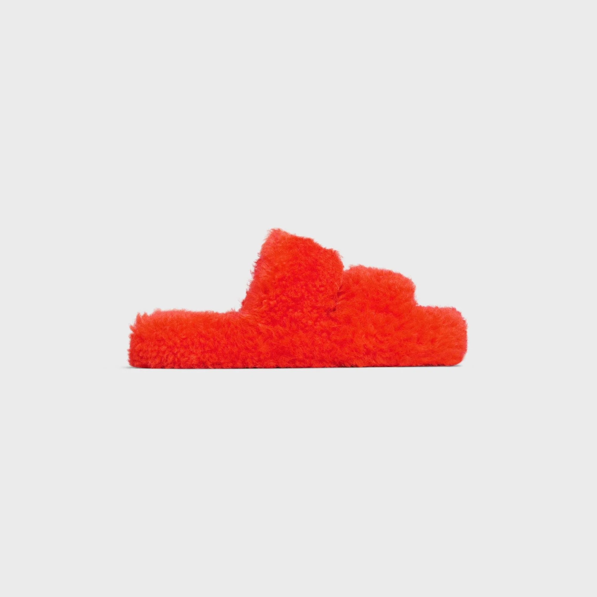 Celine Fur Slides Triomphe Slide 5 Shearling - Bright Orange