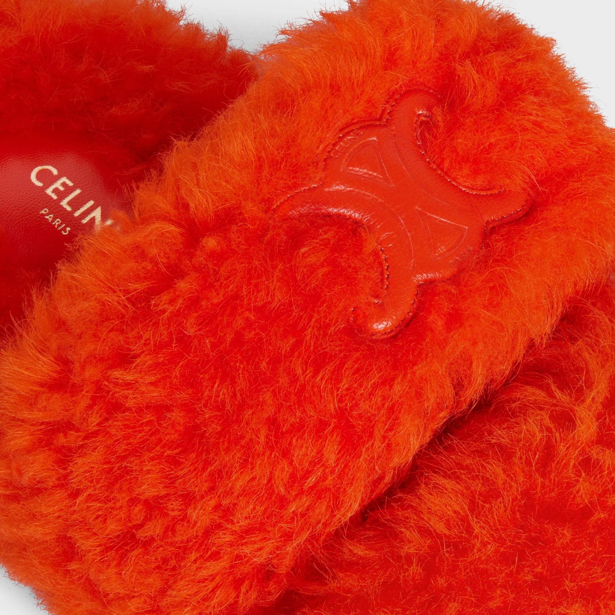 Celine Fur Slides Triomphe Slide 5 Shearling - Bright Orange - Image 12