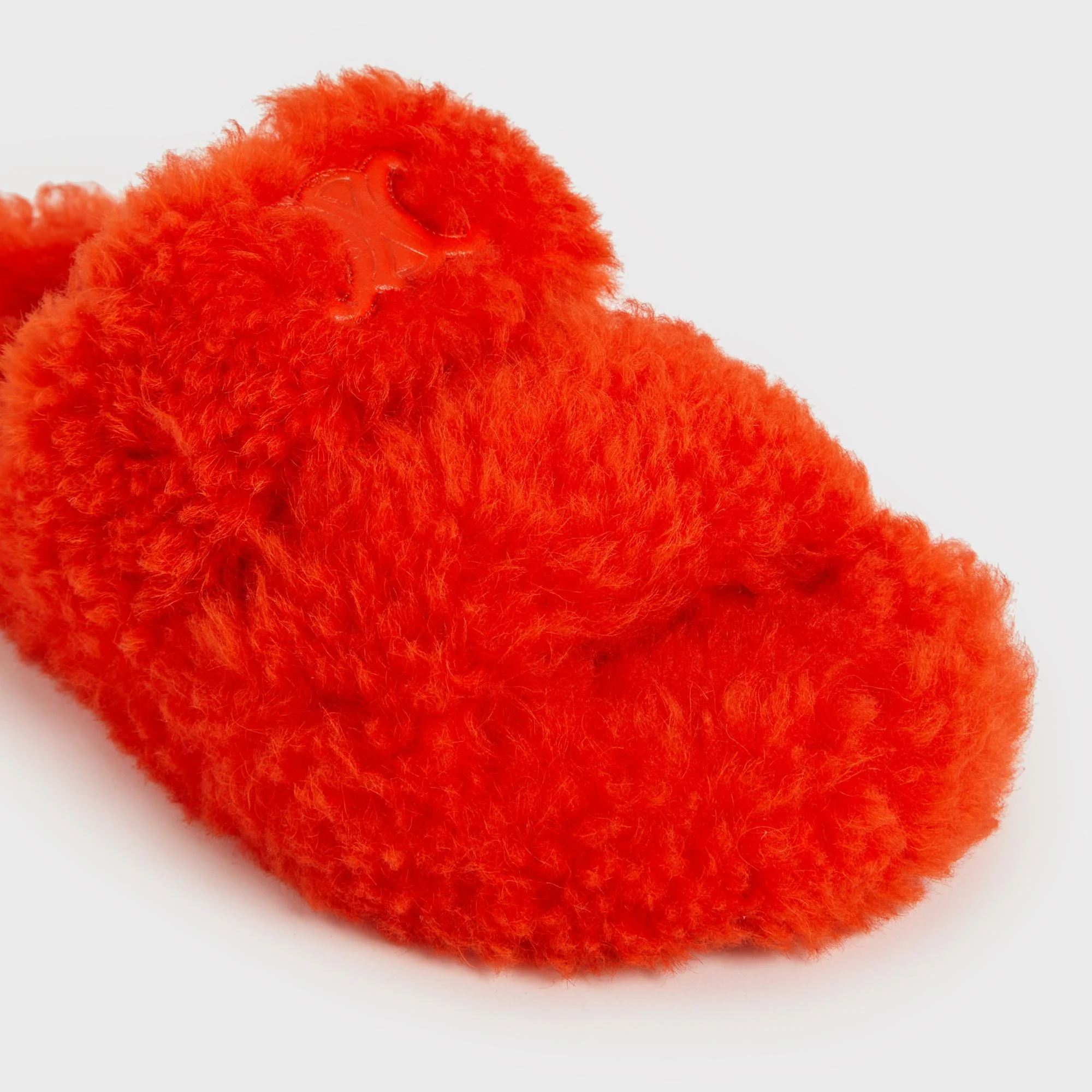Celine Fur Slides Triomphe Slide 5 Shearling - Bright Orange - Image 3