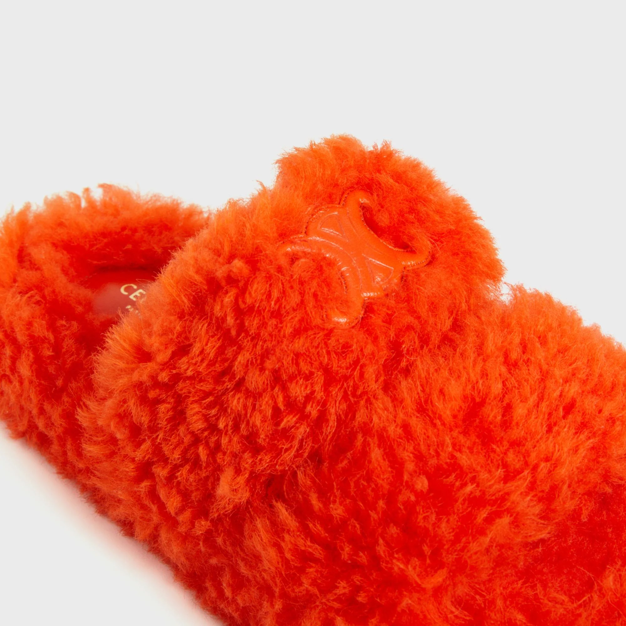 Celine Fur Slides Triomphe Slide 5 Shearling - Bright Orange - Image 4