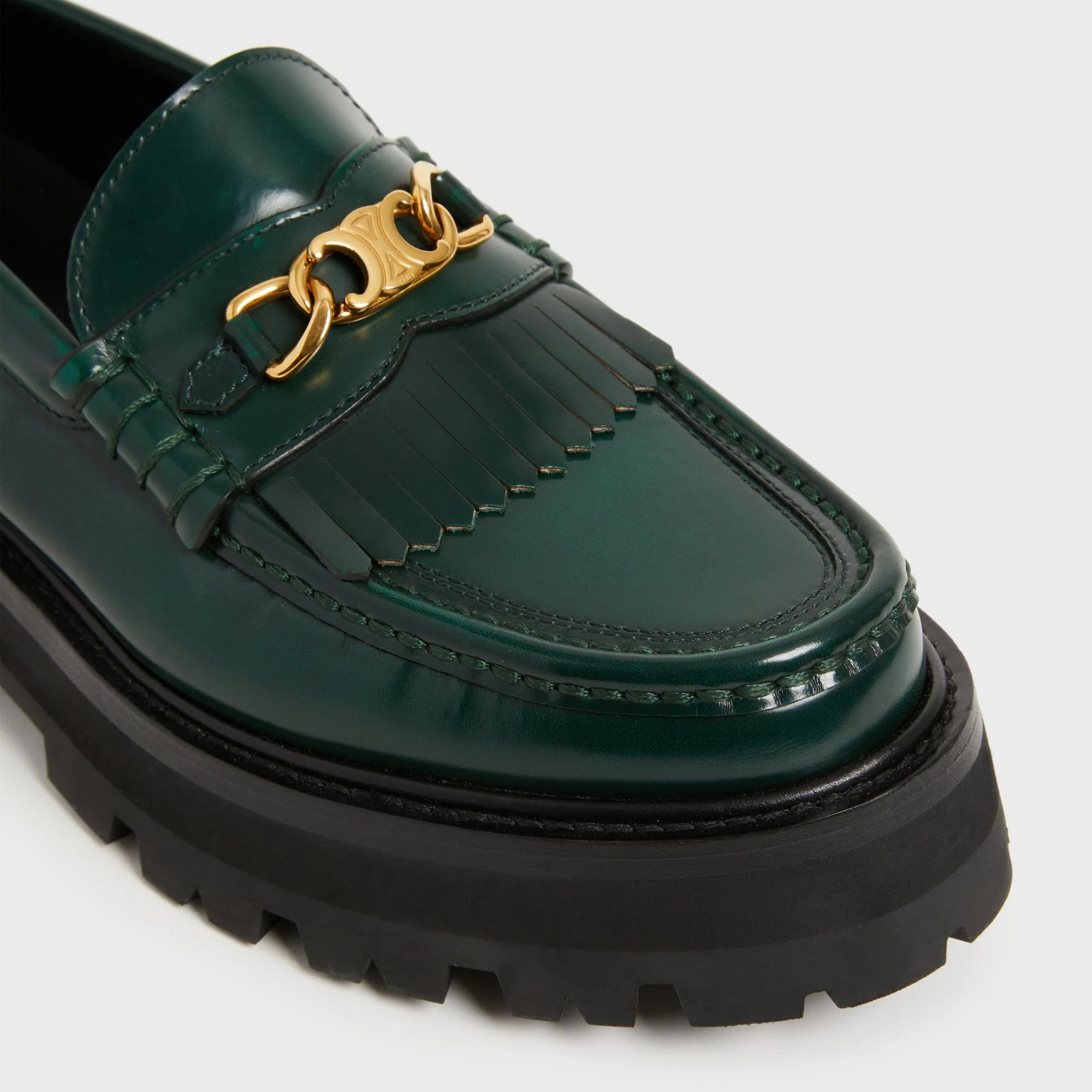 Margaret Chunky Loafer W/Triomphe 35 Polished Bull - British Green - Image 4