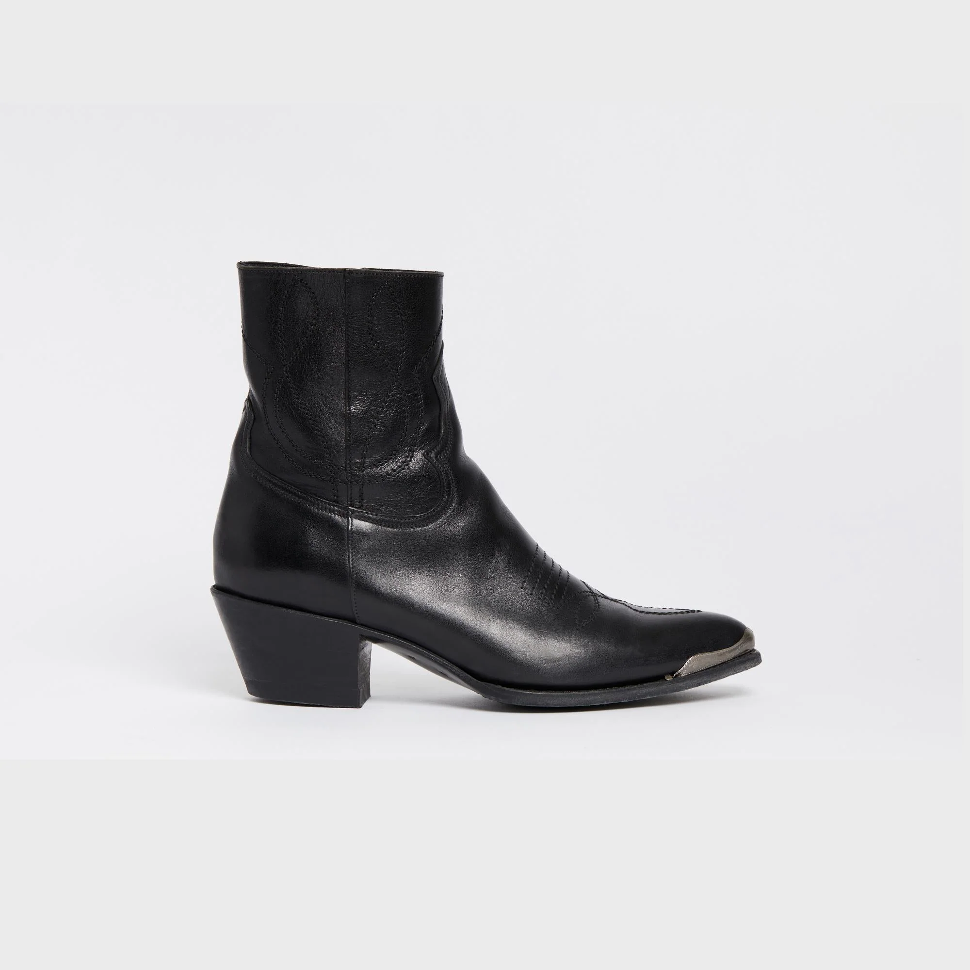 Western Boots Zipped Boot W/ Metal Toe 50 Calfskin - Black