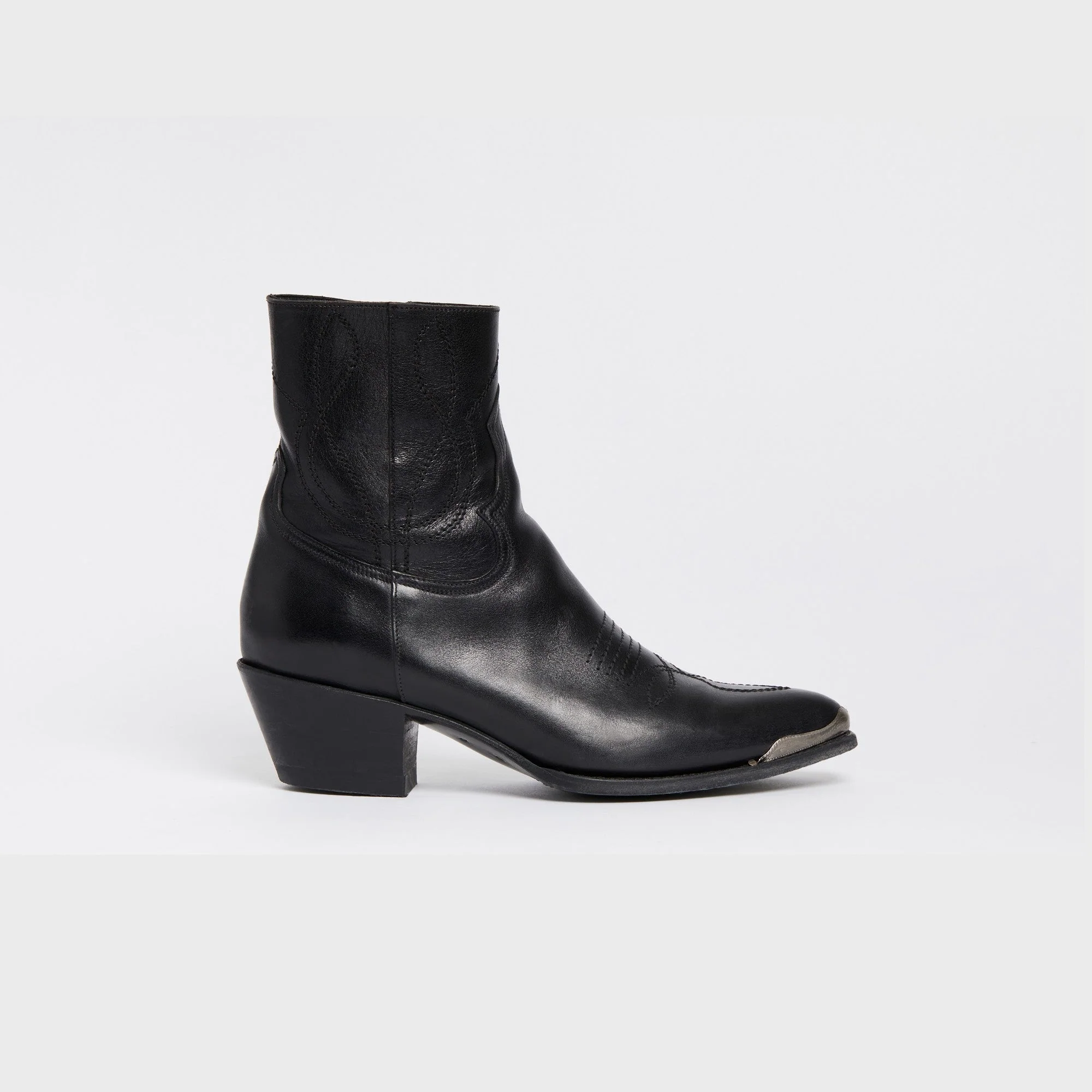 Western Boots Zipped Boot W/ Metal Toe 50 Calfskin - Black - Image 2