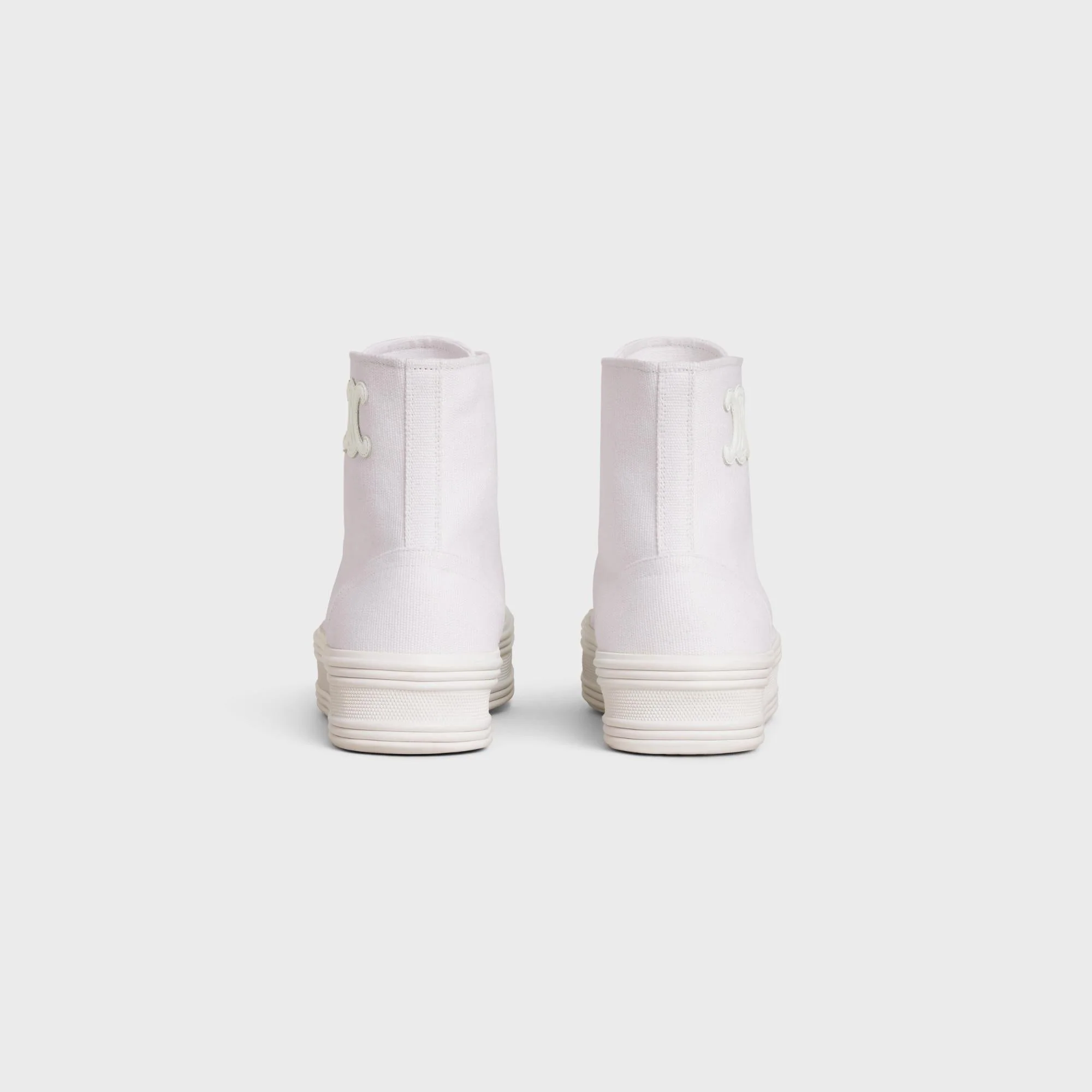 Jane Sneakers High Lace-Up Sneaker W/ Triomp Canvas & Calfskin - Optic White - Image 6