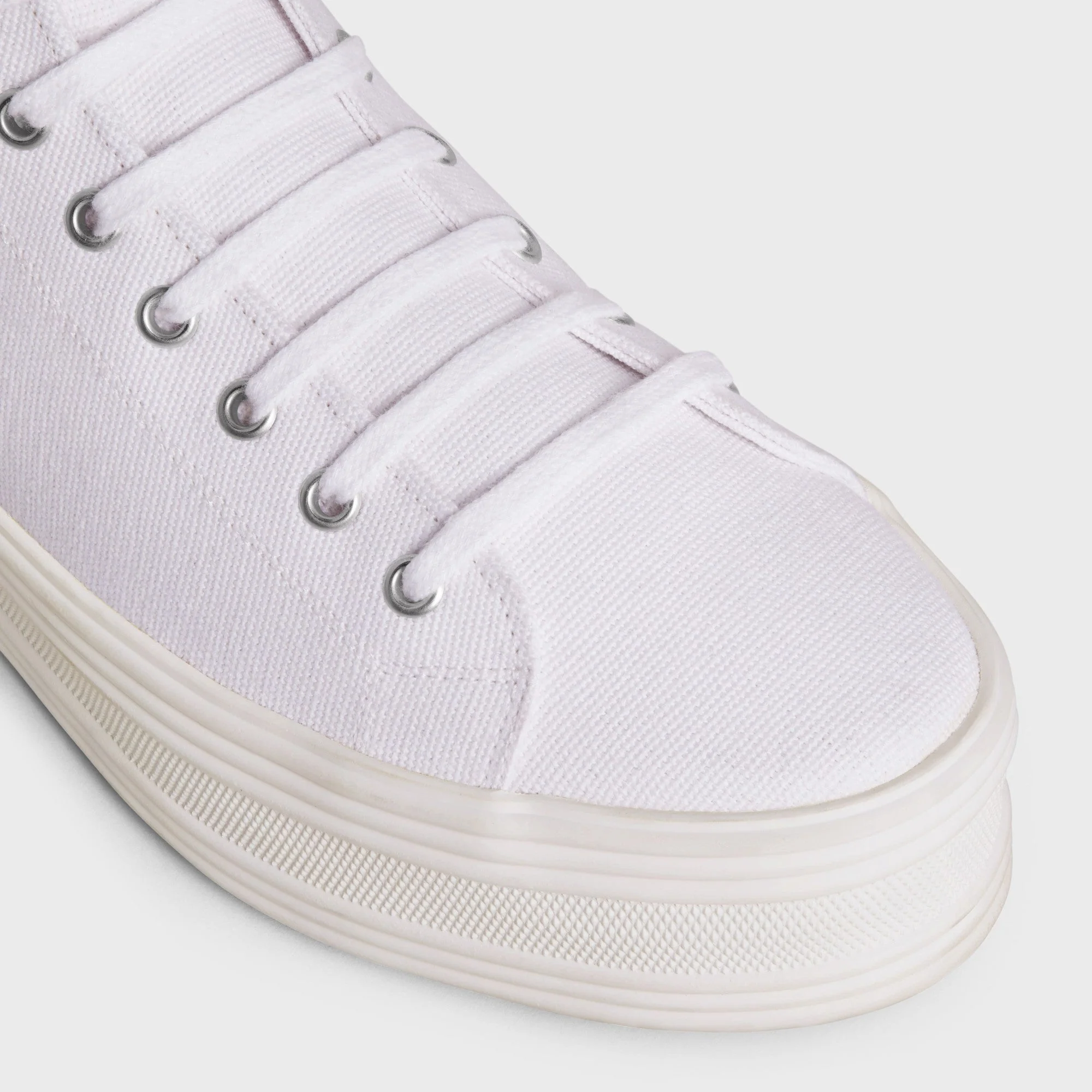 Jane Sneakers High Lace-Up Sneaker W/ Triomp Canvas & Calfskin - Optic White - Image 7