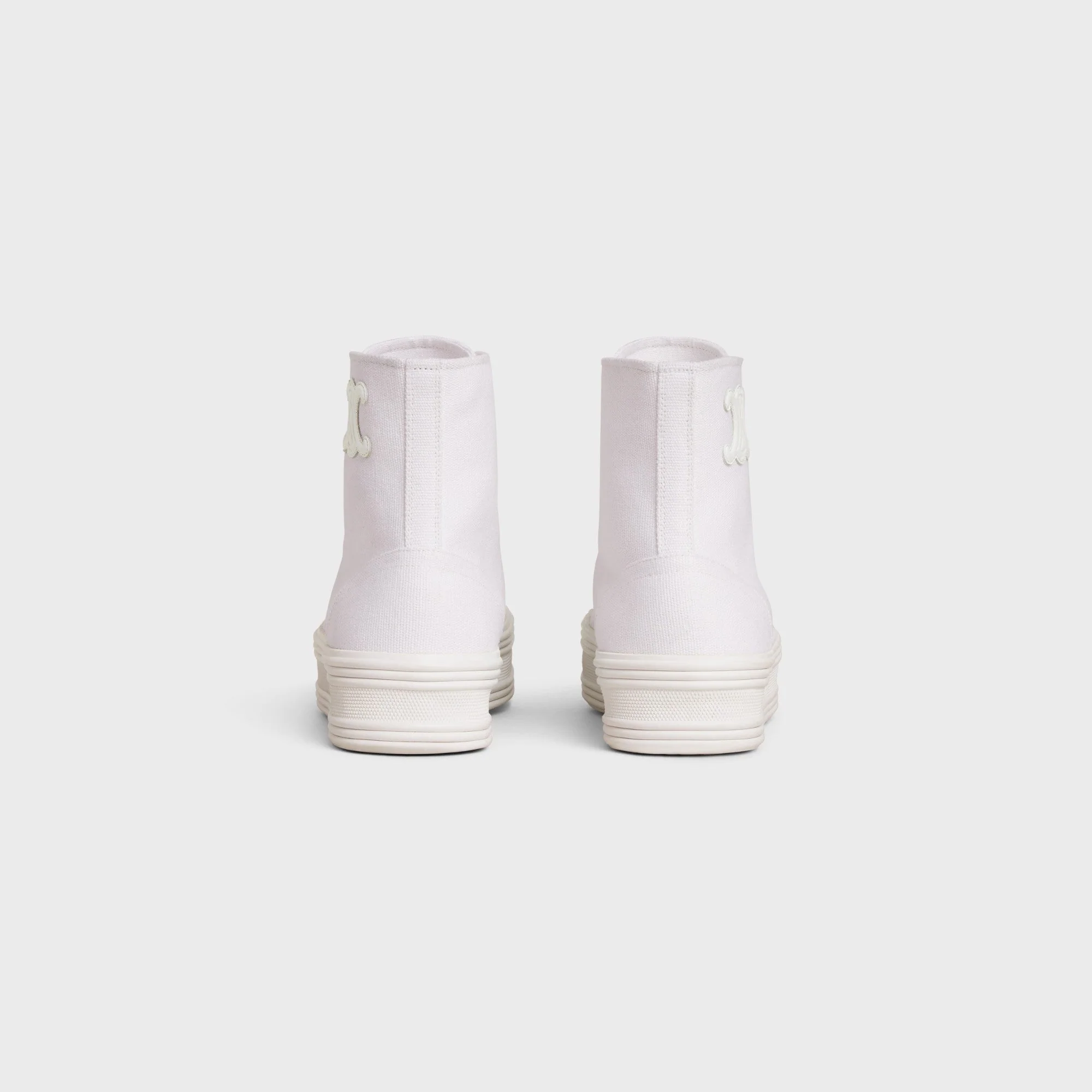 Jane Sneakers High Lace-Up Sneaker W/ Triomp Canvas & Calfskin - Optic White - Image 5