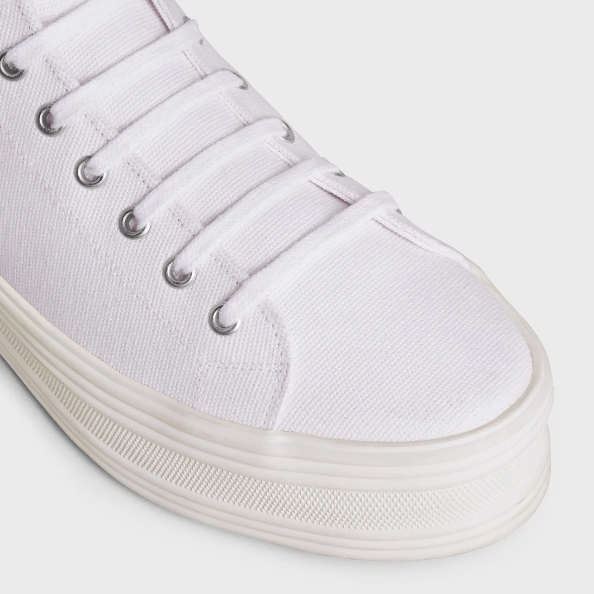 Jane Sneakers High Lace-Up Sneaker W/ Triomp Canvas & Calfskin - Optic White - Image 8