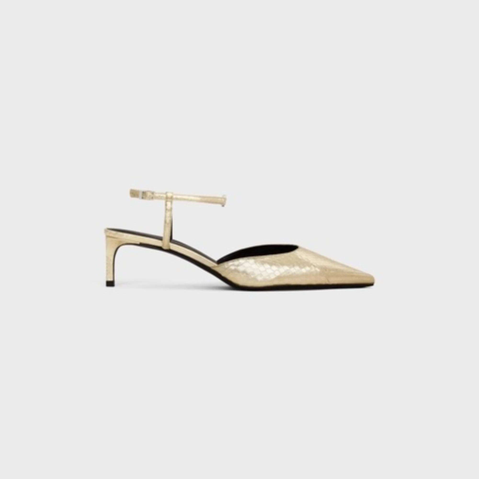 Celine Kitten Triomphe Strap Pump 50 Laminated Ayers - Platinium