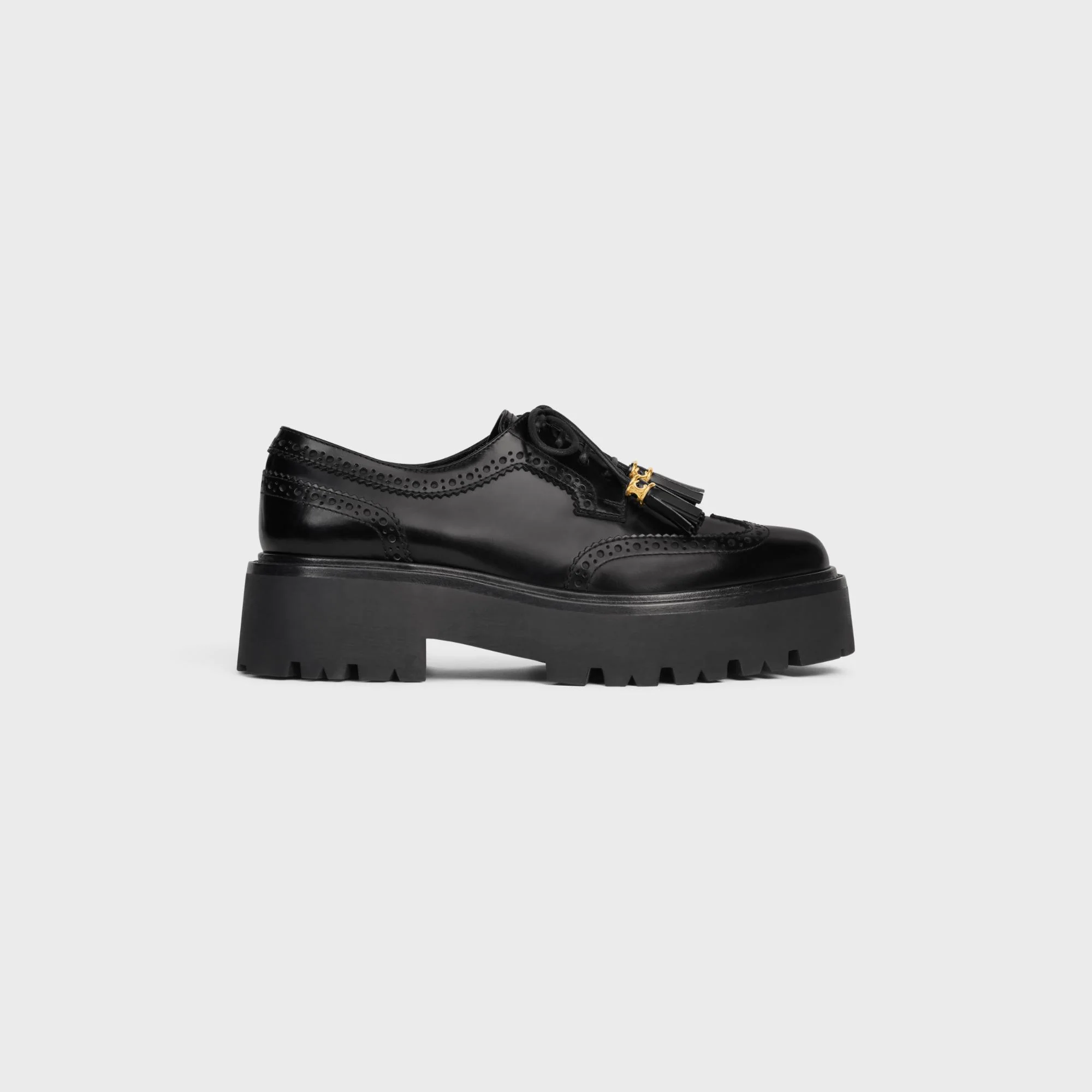 Celine Bulky Brogue Derby 45 Polished Bull - Black