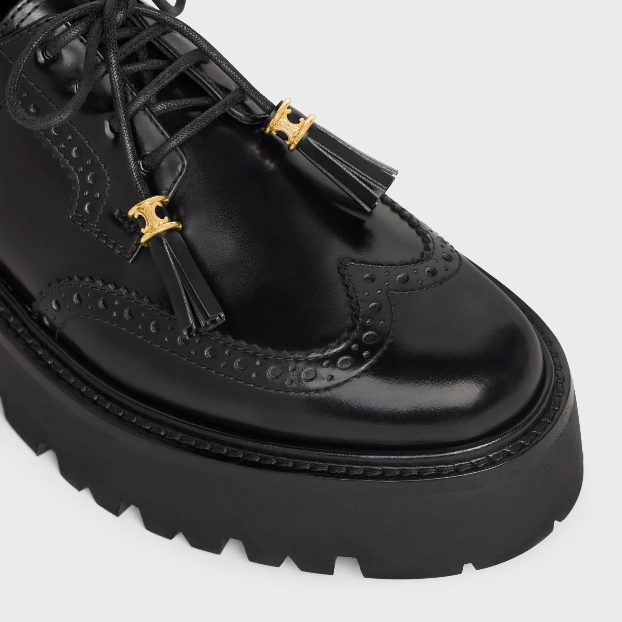 Celine Bulky Brogue Derby 45 Polished Bull - Black - Image 4