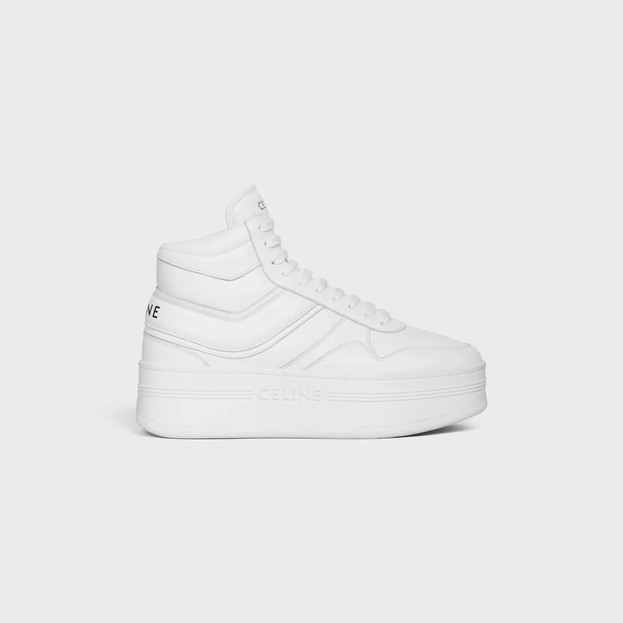 Block Sneakers Wedge High Top Sneaker 50 Calfskin - Optic White - Image 2