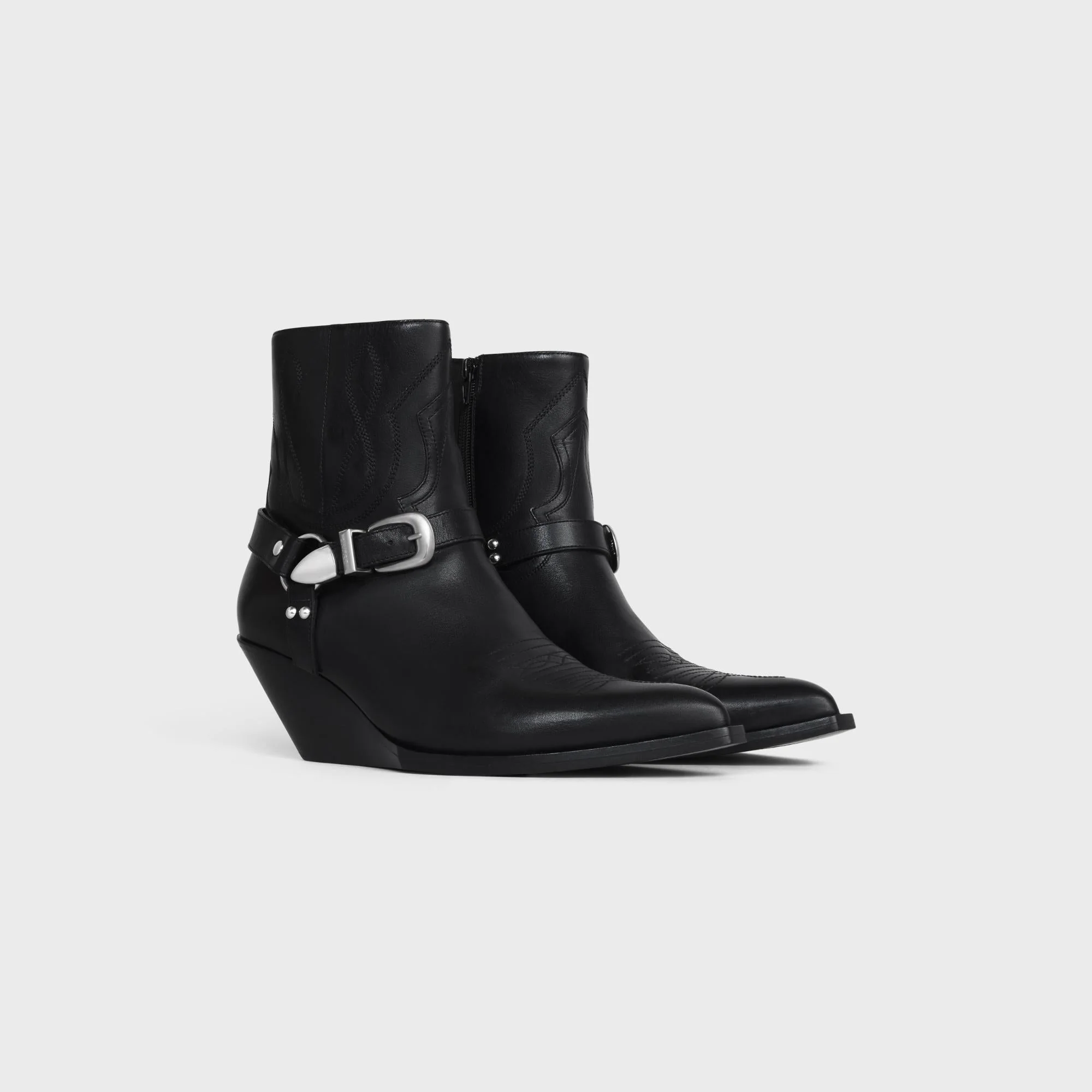 Celine Moon Zipped Boot W/ Harness 70 Calfskin - Black - Image 4