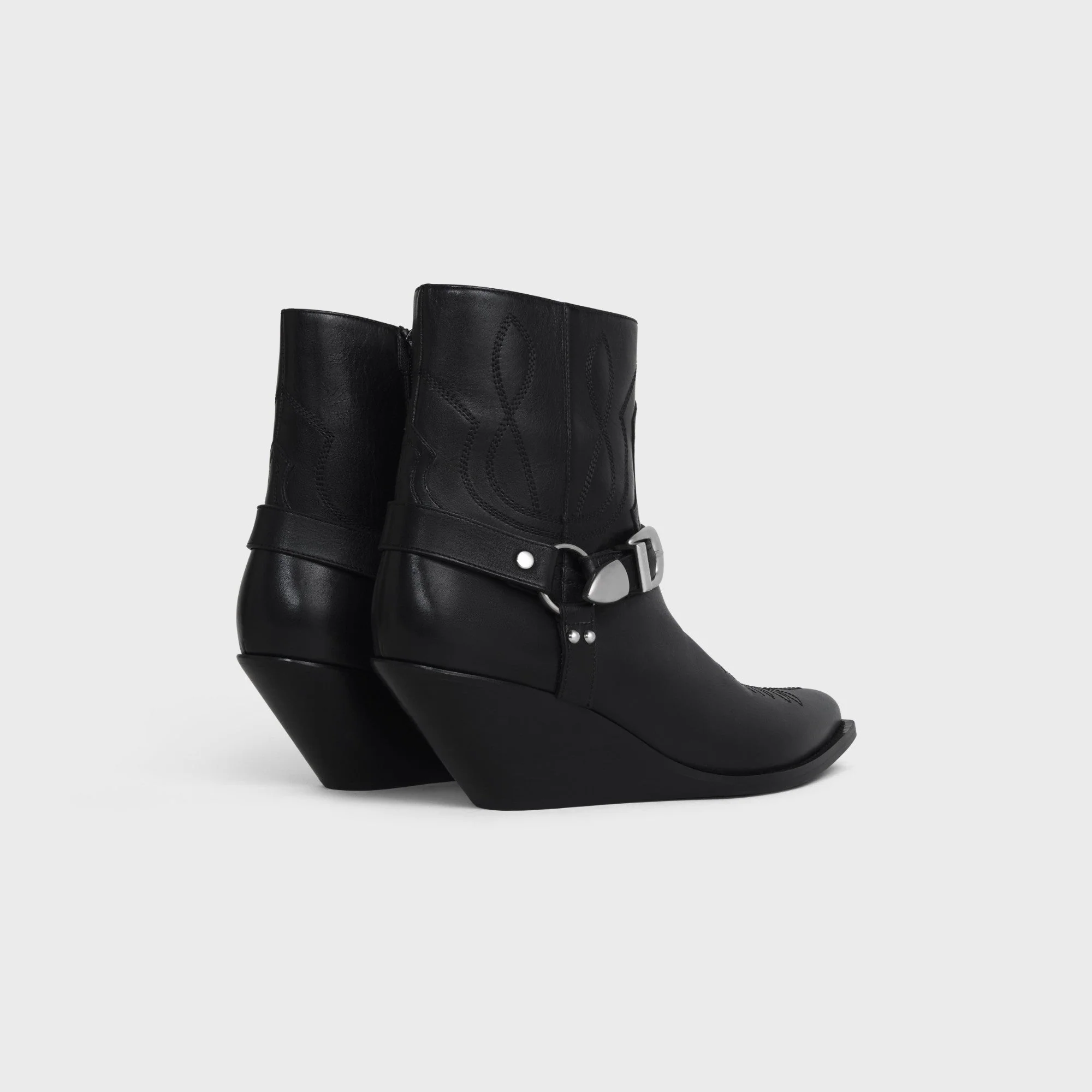 Celine Moon Zipped Boot W/ Harness 70 Calfskin - Black - Image 5
