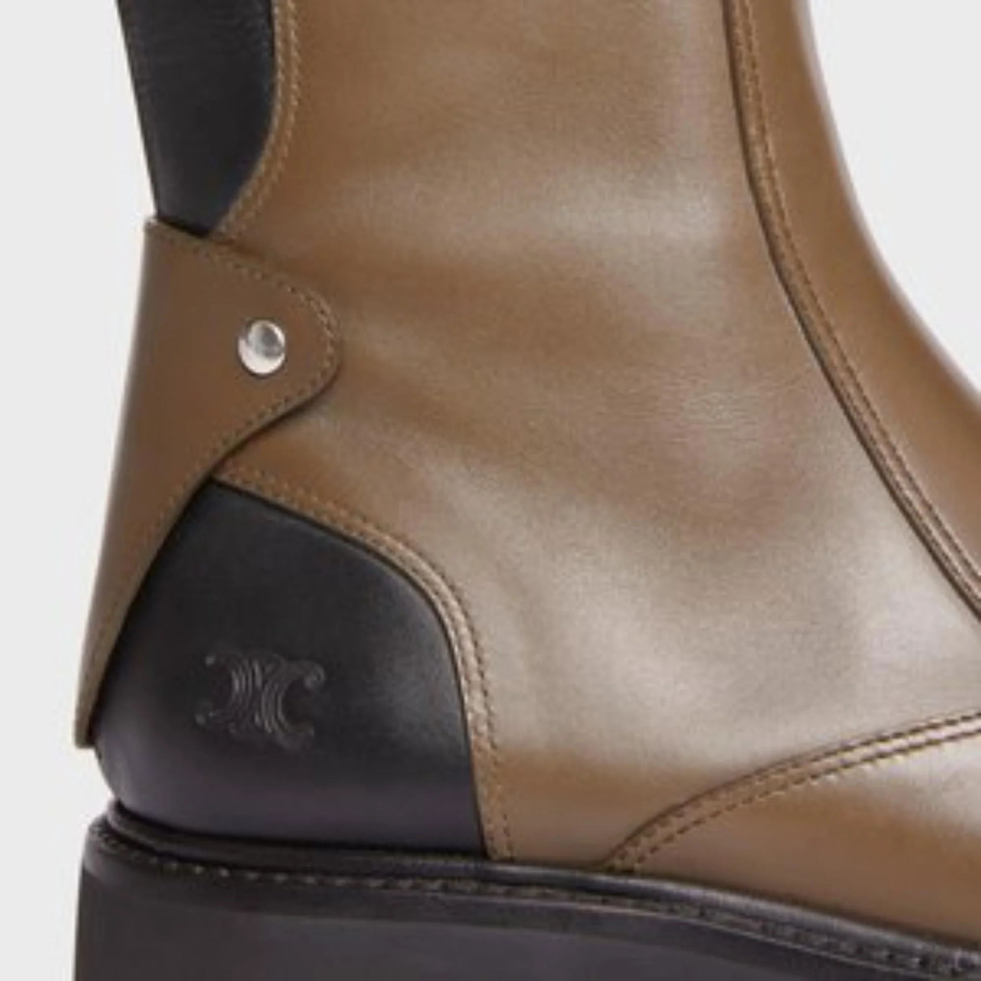 Celine Bulky Zipped Boot W/ Triomphe 45 Calfskin - Khaki/ Black - Image 3