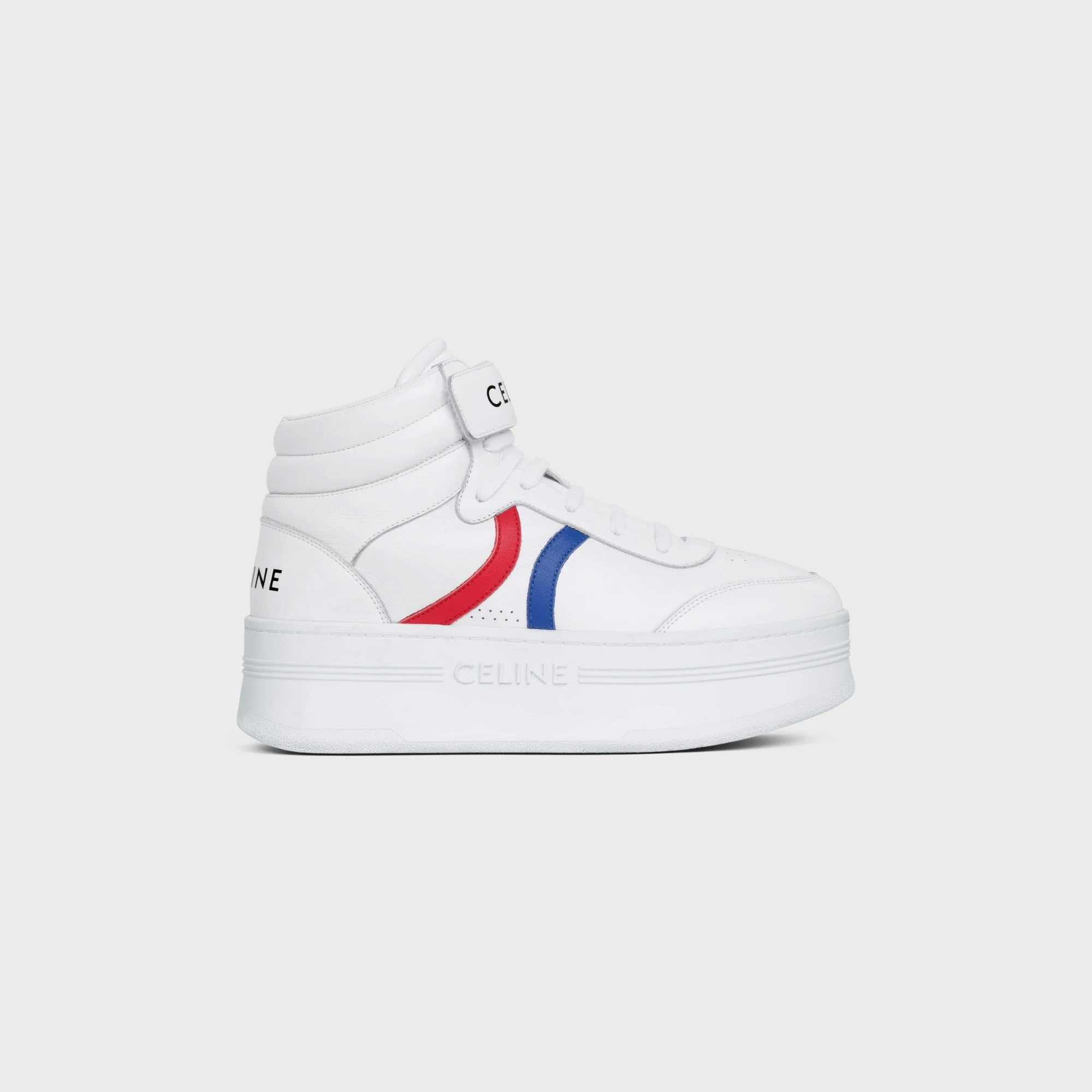 Block Sneakers Mid Lace-Up Sneaker W/ Scratch Calfskin - Optic White/Red/Blue - Image 2