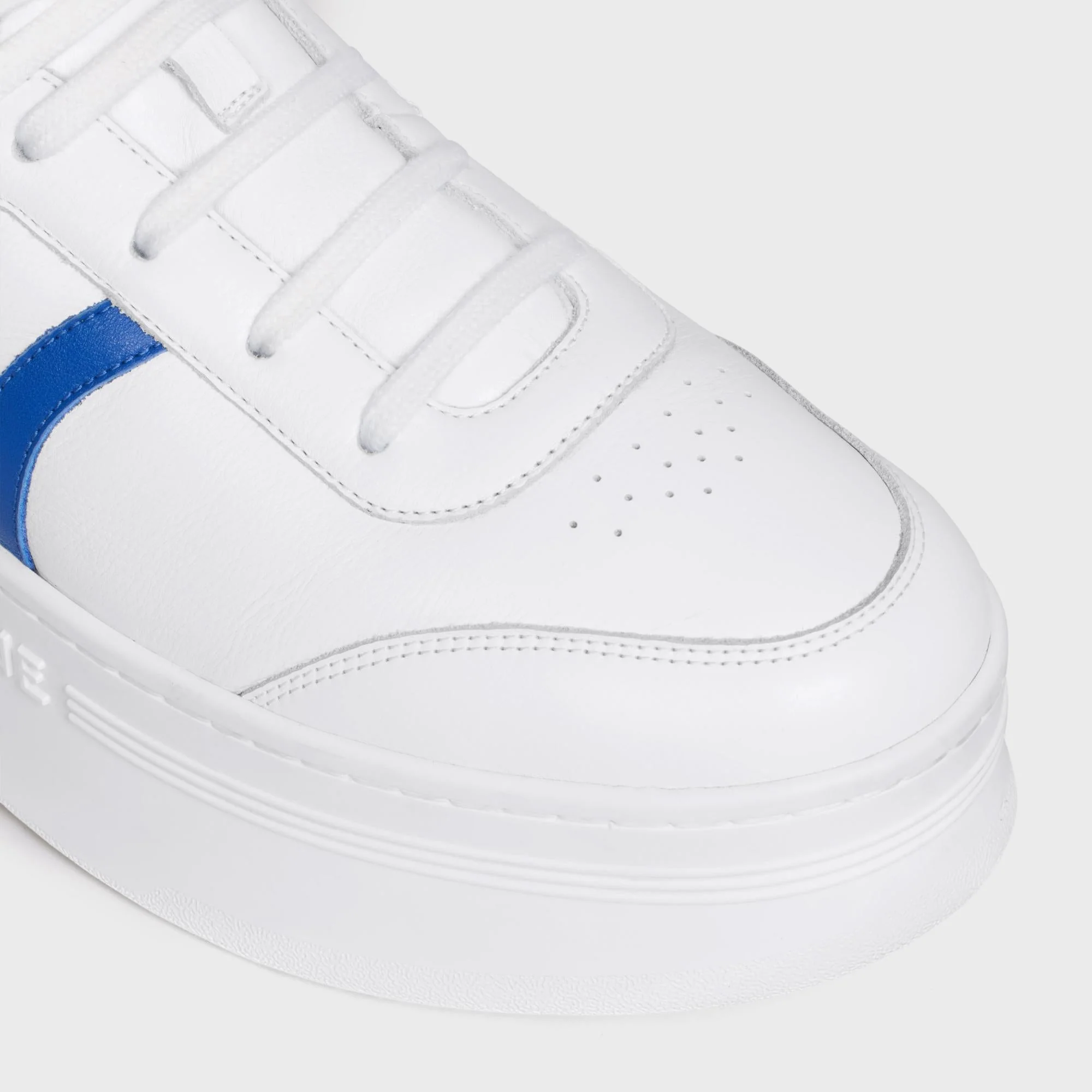 Block Sneakers Mid Lace-Up Sneaker W/ Scratch Calfskin - Optic White/Red/Blue - Image 7