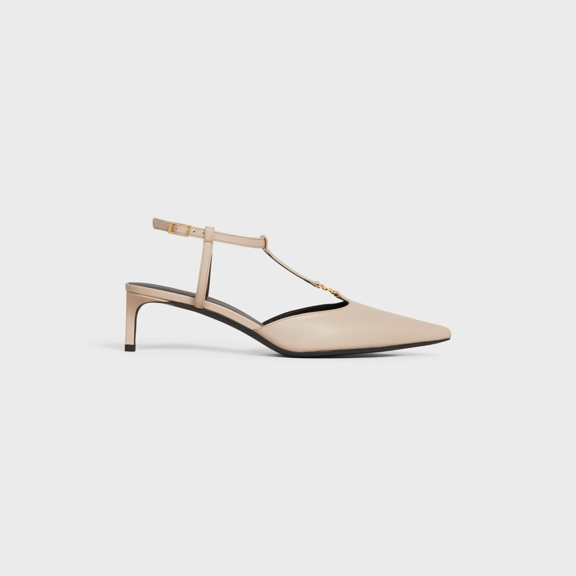 Celine Kitten Triomphe T-Bar Strap Pump 50 Calfskin - Light Beige - Image 2