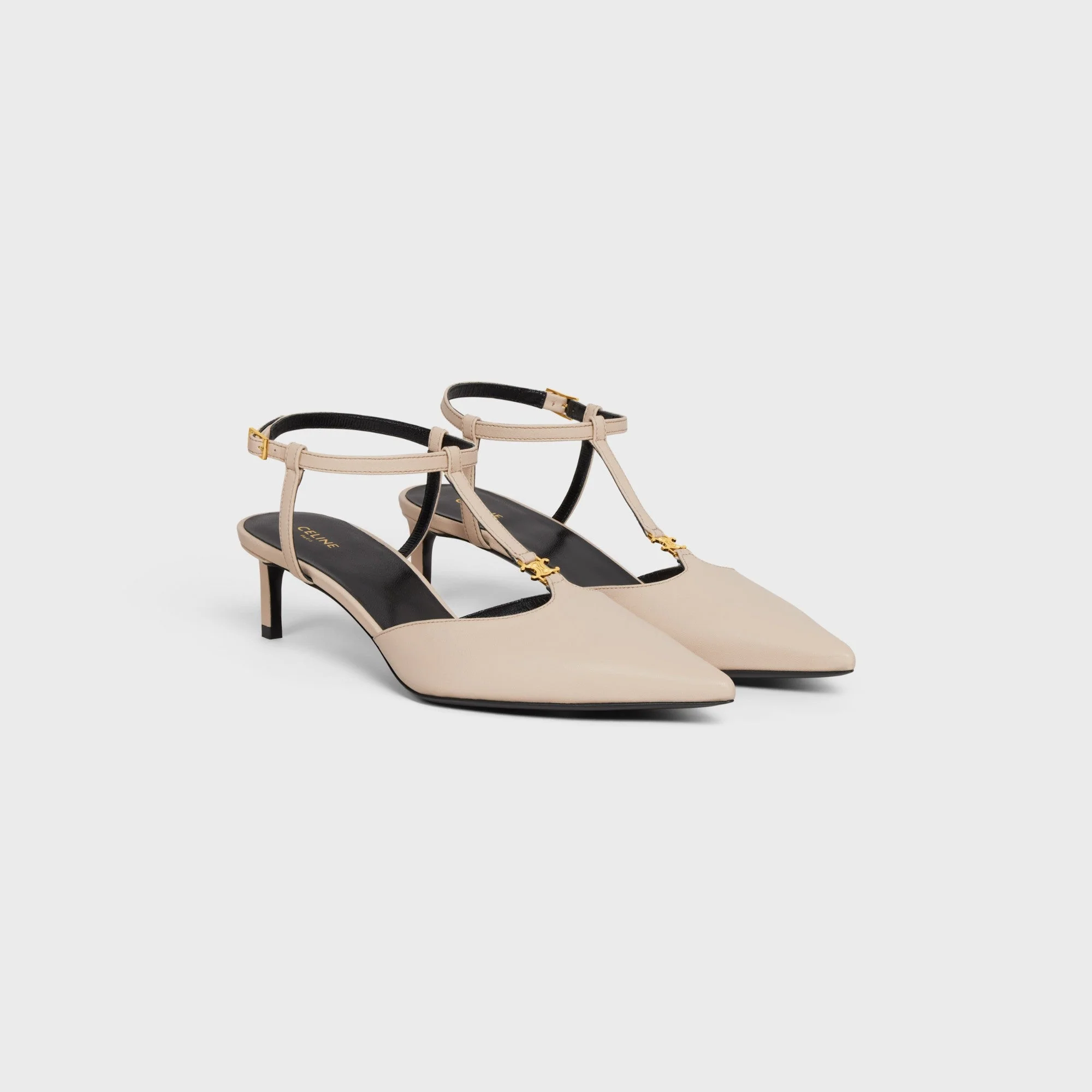 Celine Kitten Triomphe T-Bar Strap Pump 50 Calfskin - Light Beige - Image 3