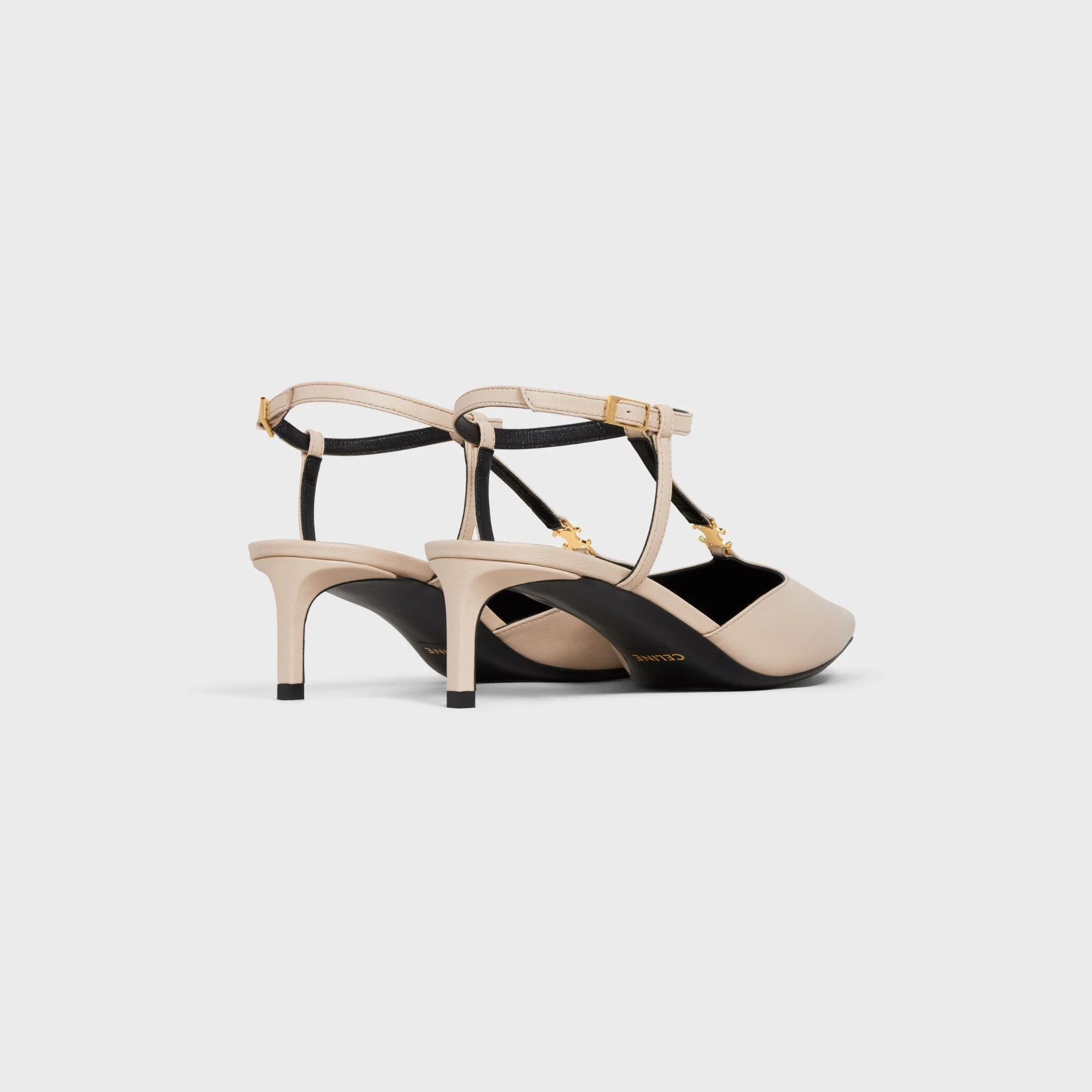 Celine Kitten Triomphe T-Bar Strap Pump 50 Calfskin - Light Beige - Image 5