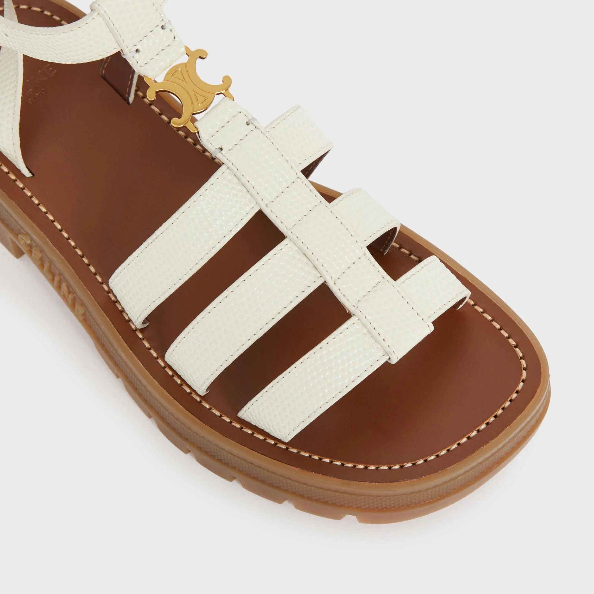 Triomphe Gladiator Chunky Sand Lizard Stamped Calfskin - Light Yellow - Image 2