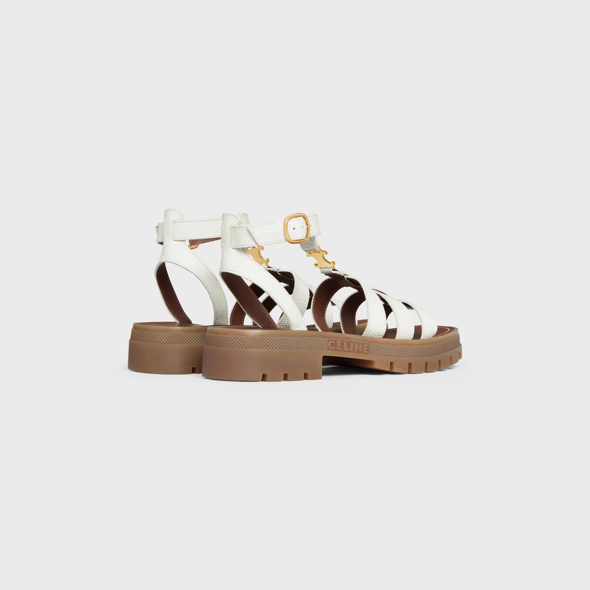 Triomphe Gladiator Chunky Sand Lizard Stamped Calfskin - Light Yellow - Image 3