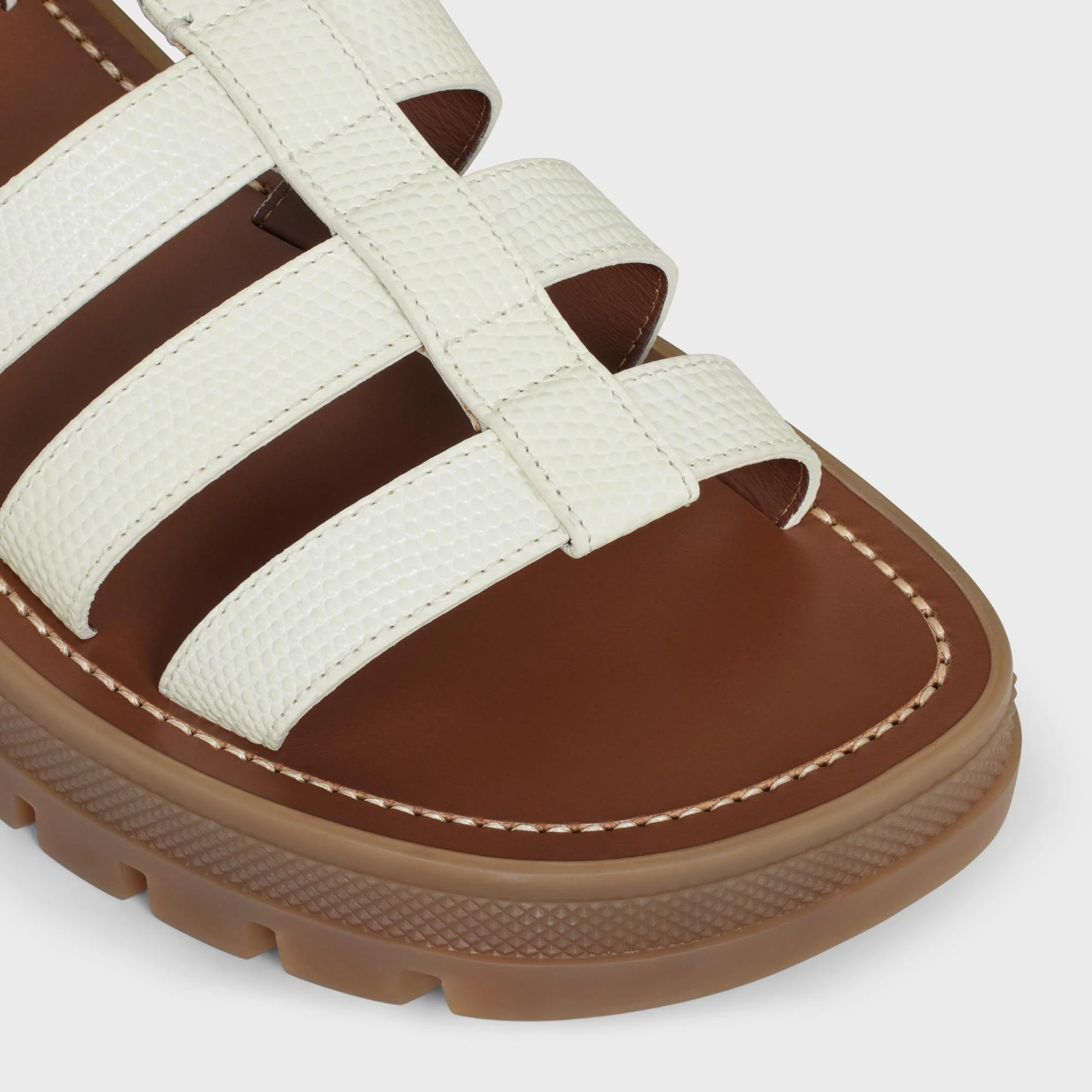 Triomphe Gladiator Chunky Sand Lizard Stamped Calfskin - Light Yellow - Image 4