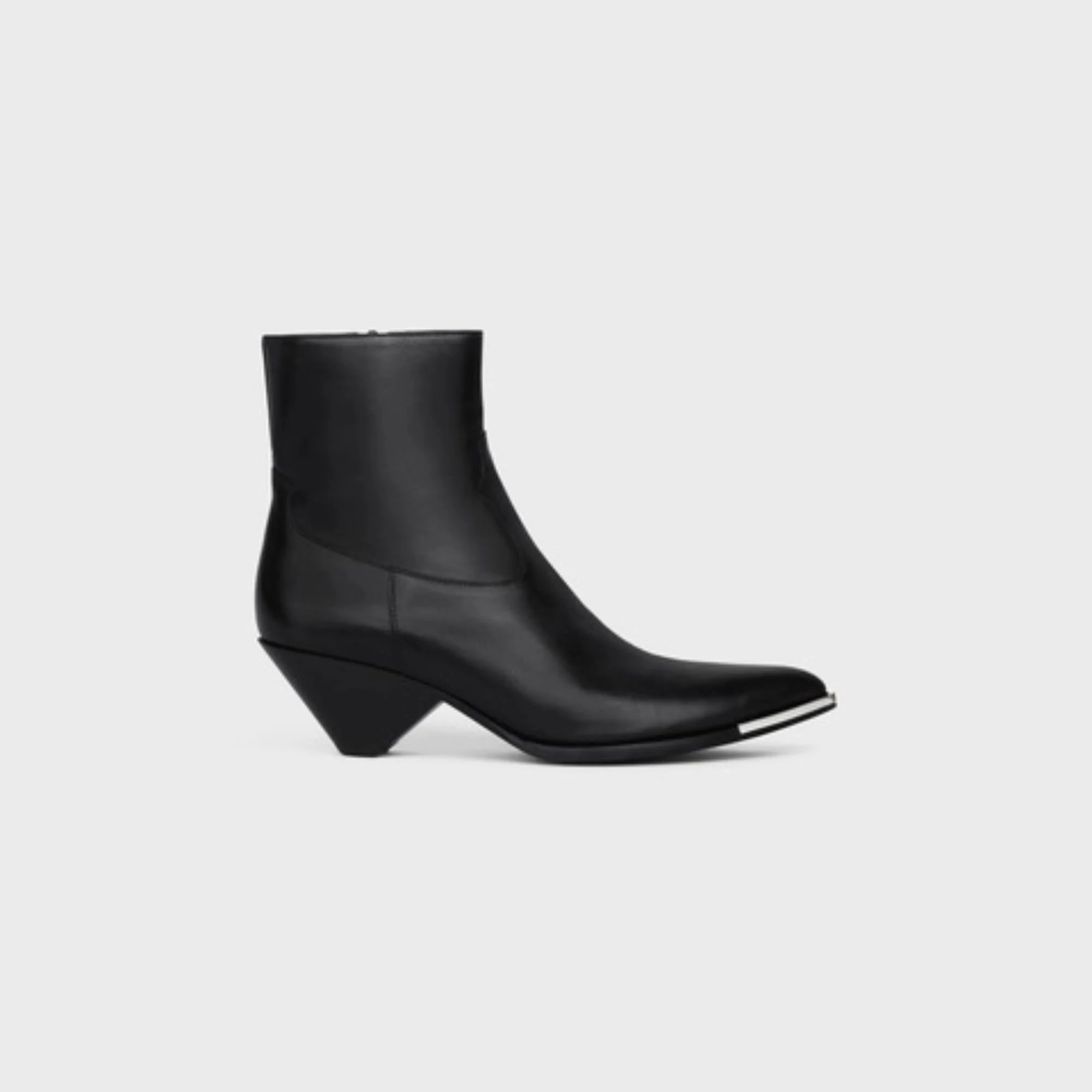 Conique Zipped Boot W/ Metal Toe 60 Shiny Calfskin - Black