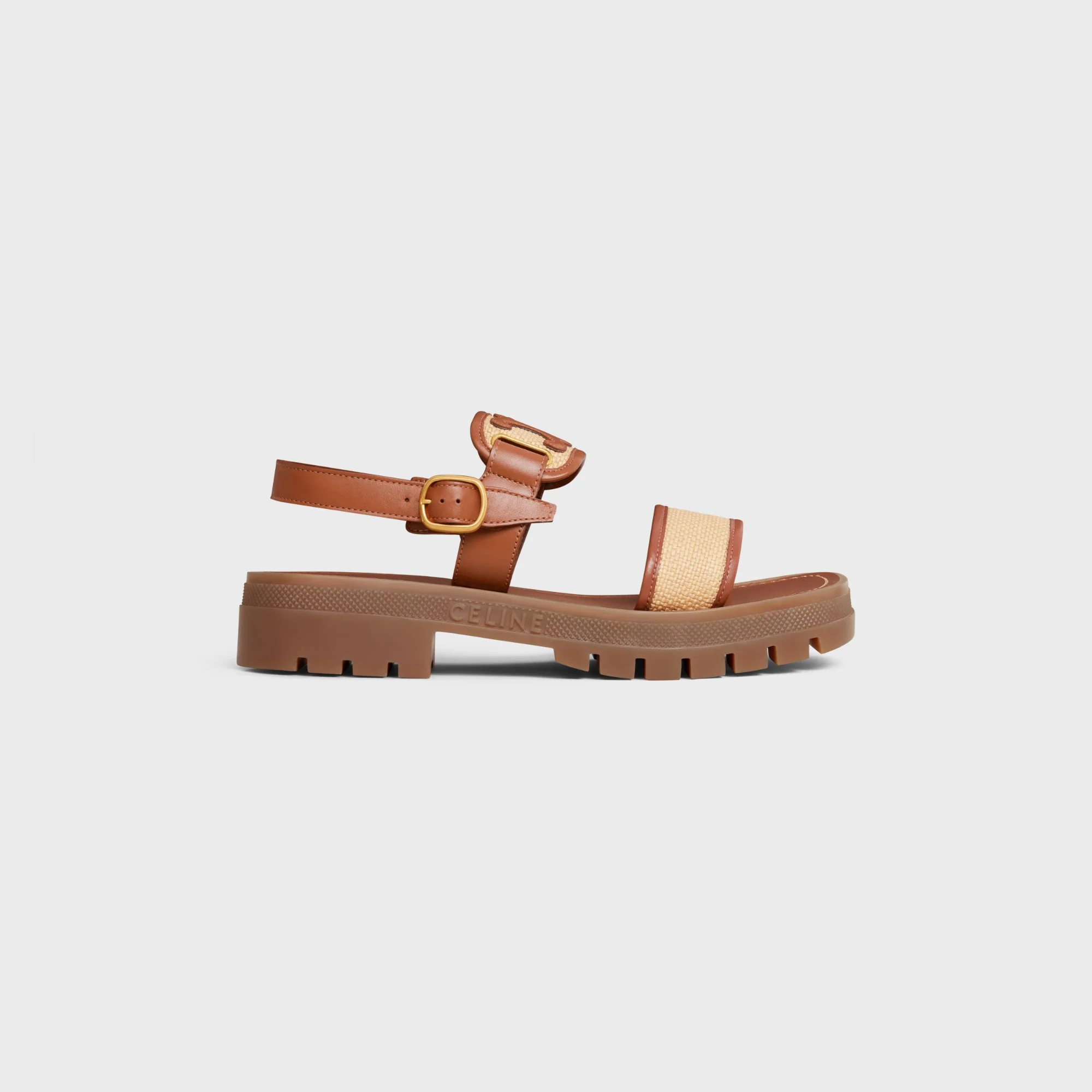 Clea Triomphe Sandal 40 Rafia & Calfskin - Tan / Natural