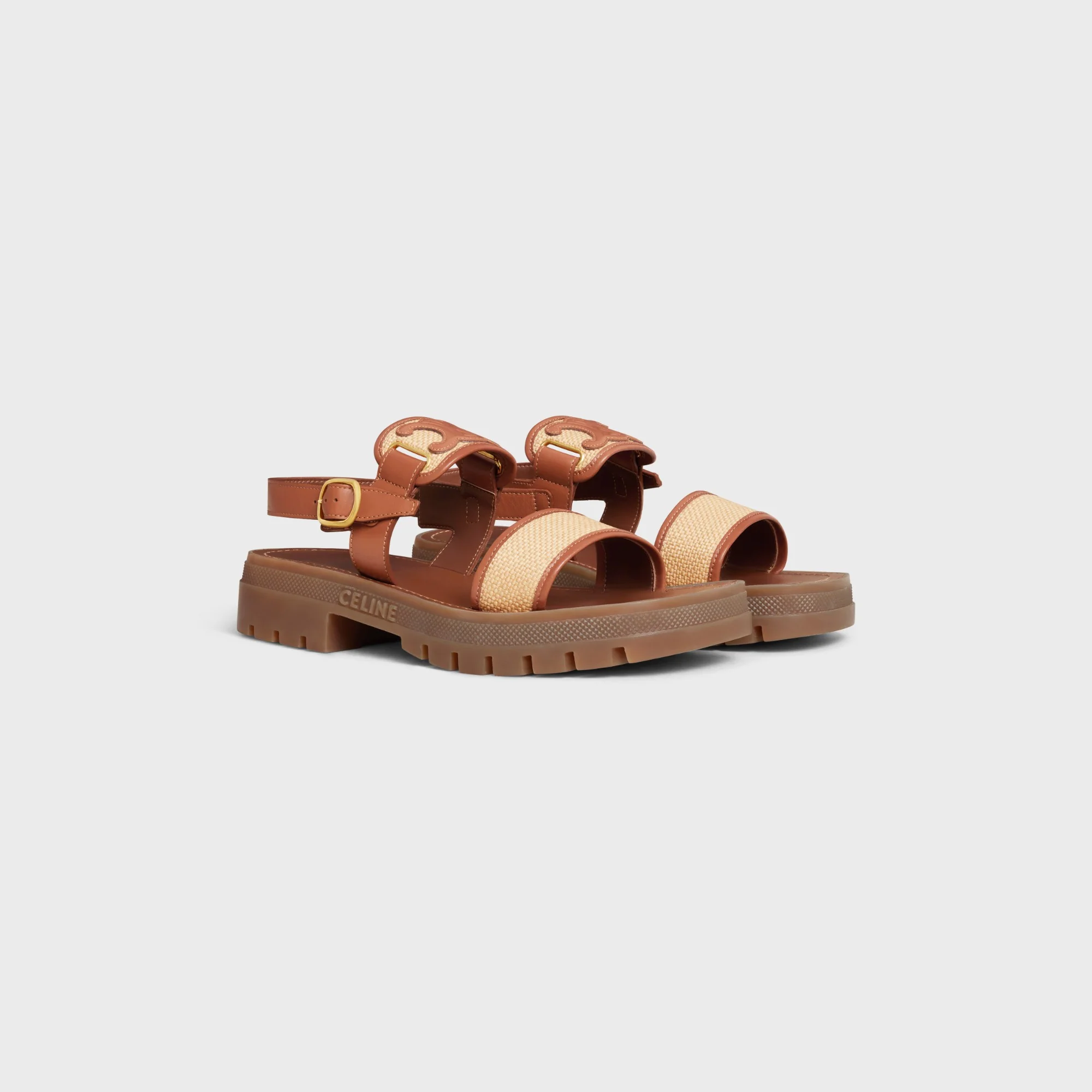 Clea Triomphe Sandal 40 Rafia & Calfskin - Tan / Natural - Image 2