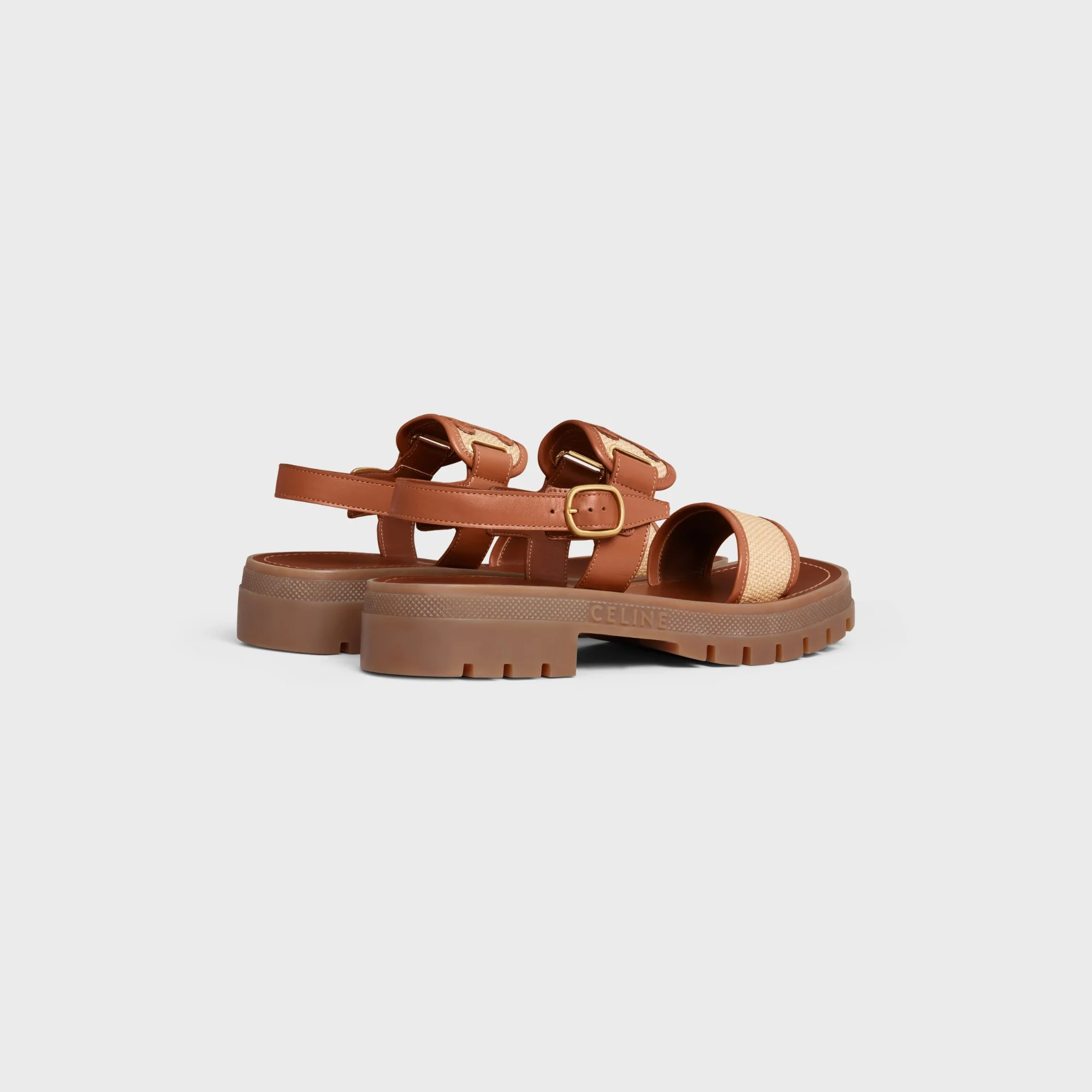Clea Triomphe Sandal 40 Rafia & Calfskin - Tan / Natural - Image 3