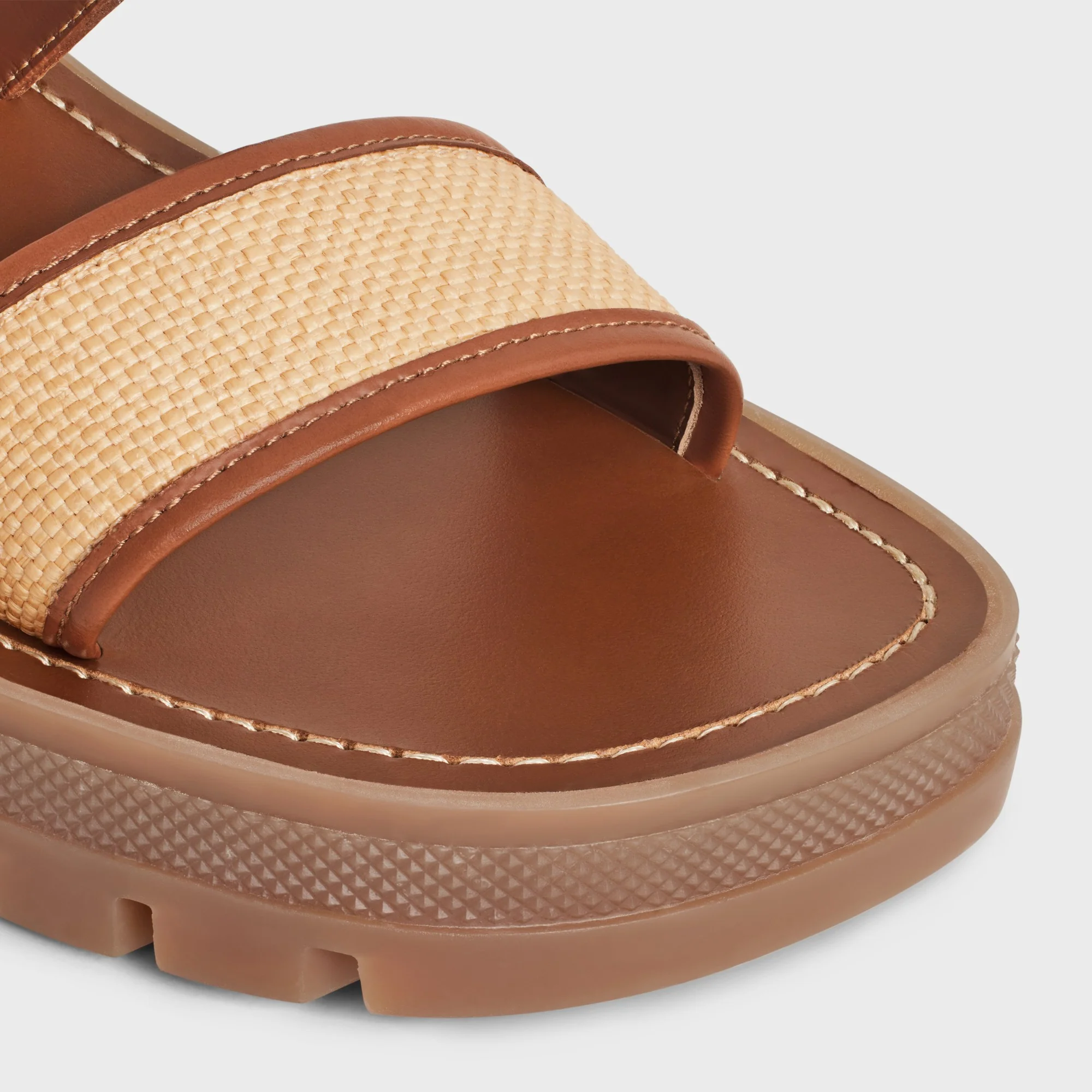 Clea Triomphe Sandal 40 Rafia & Calfskin - Tan / Natural - Image 4