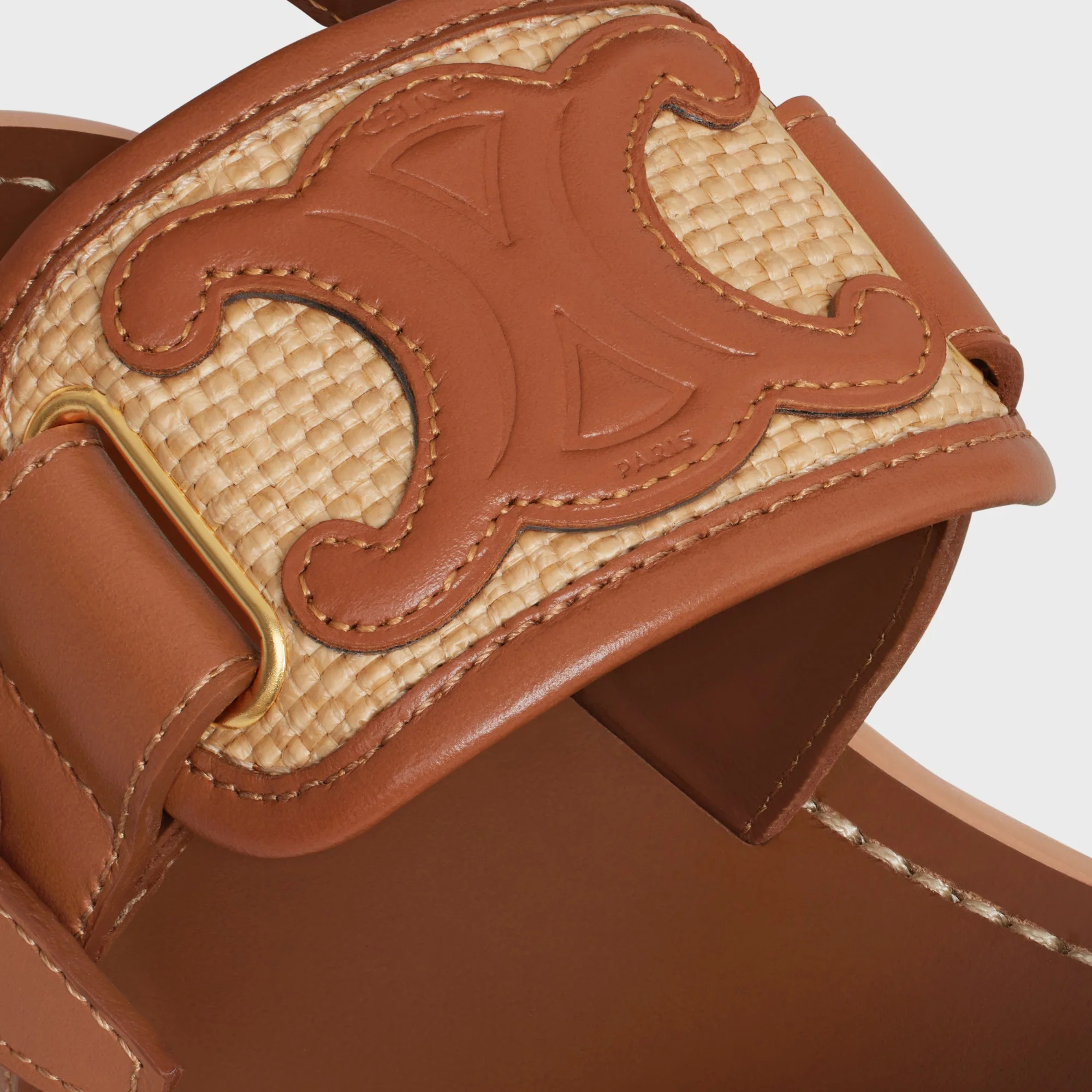 Clea Triomphe Sandal 40 Rafia & Calfskin - Tan / Natural - Image 5