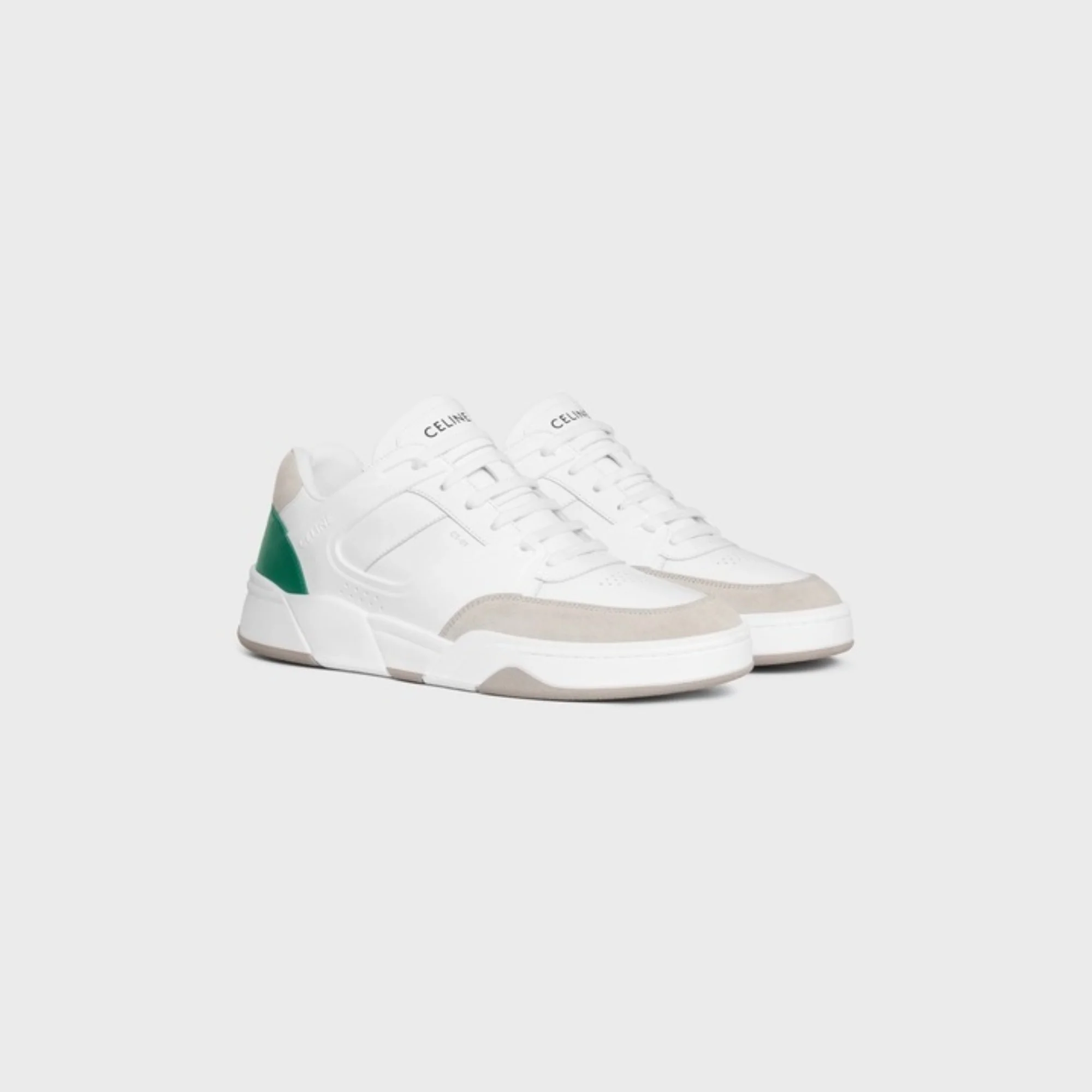 Trainer Ct-07 Low Lace-Up Sneaker Calfskin & Suede - Grey/Optic White/Green - Image 2