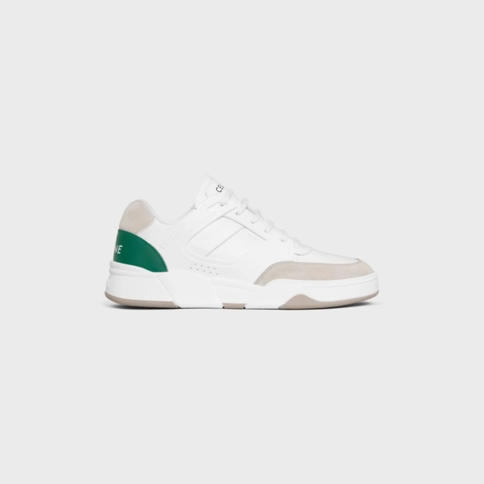 Trainer Ct-07 Low Lace-Up Sneaker Calfskin & Suede - Grey/Optic White/Green