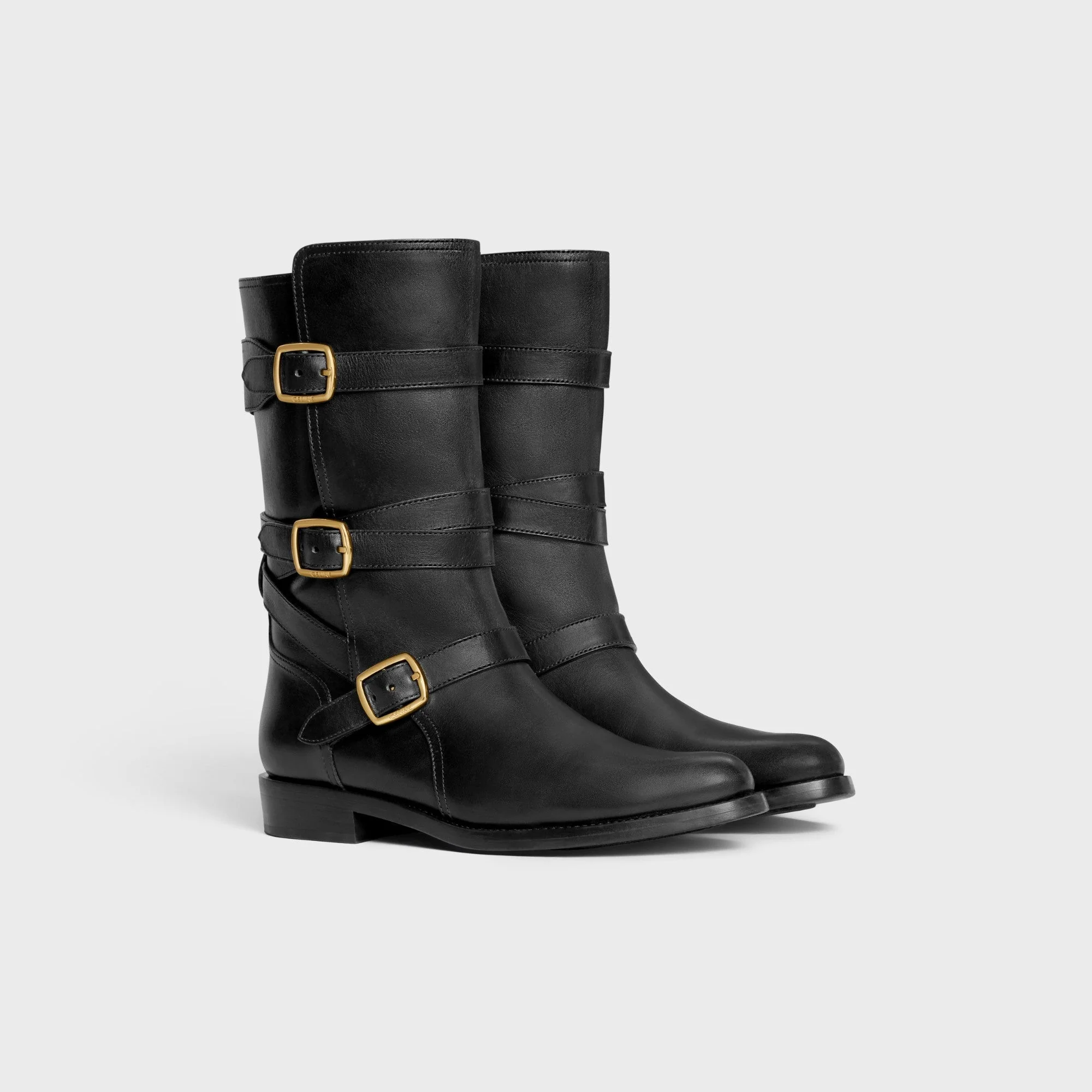 Celine Lyra Triple Buckle Biker Boot 20 Calfskin - Black - Image 2