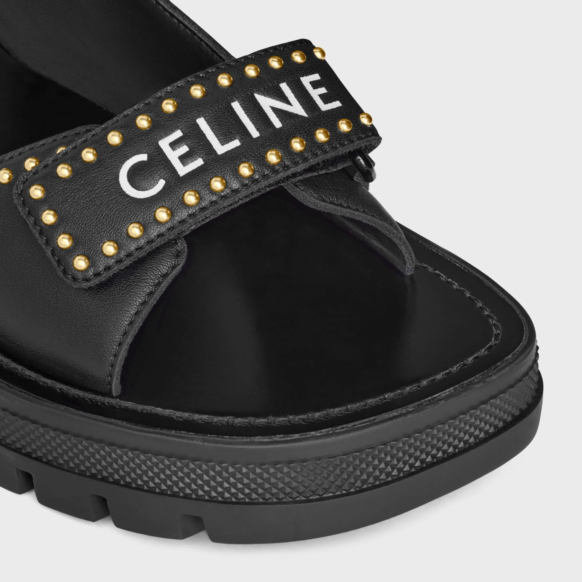 Celine Leo Studded Chunky Sandal 40 Calfskin - Black - Image 4