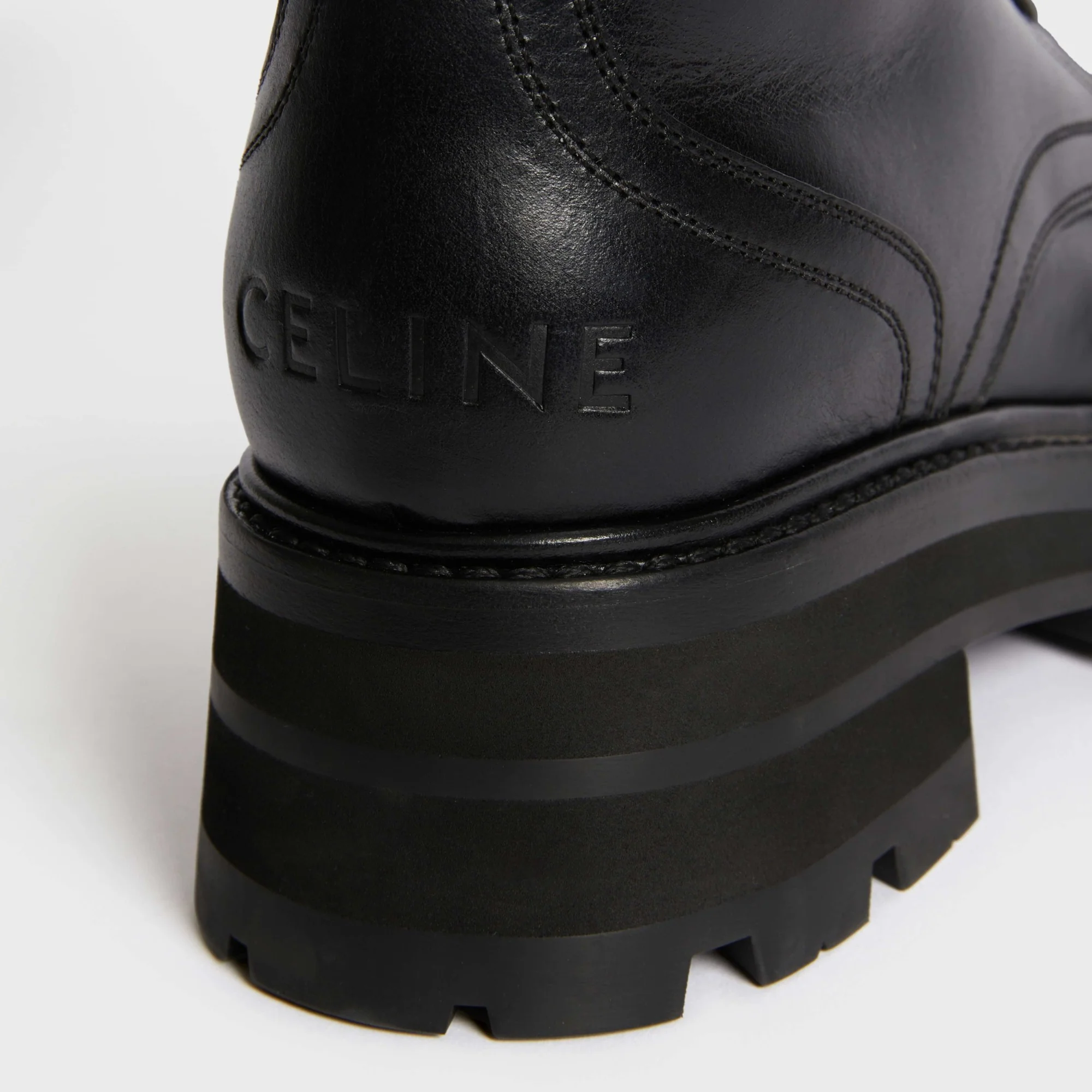 Celine Triomphe Rangers Mid Lace-Up W/ 45 Shiny Bull - Black - Image 4