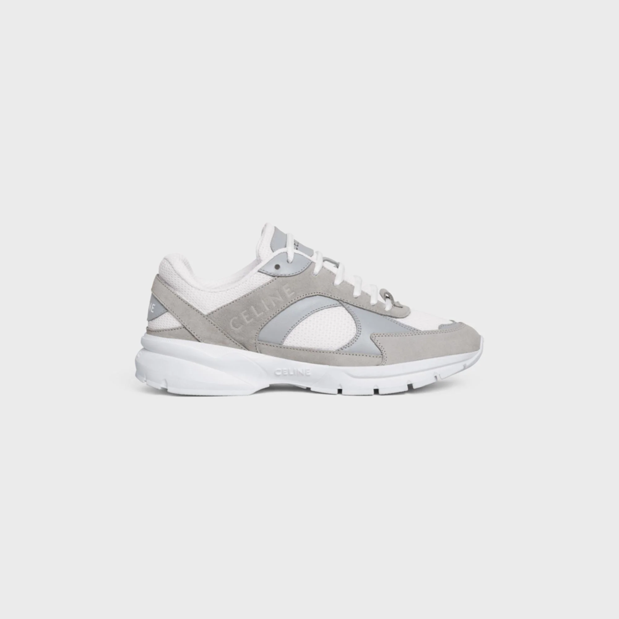 Runner Cr-03 Low Lace-Up Sneaker 30 Suede Calfskin, Mesh & Calfski - Grey/Optic White