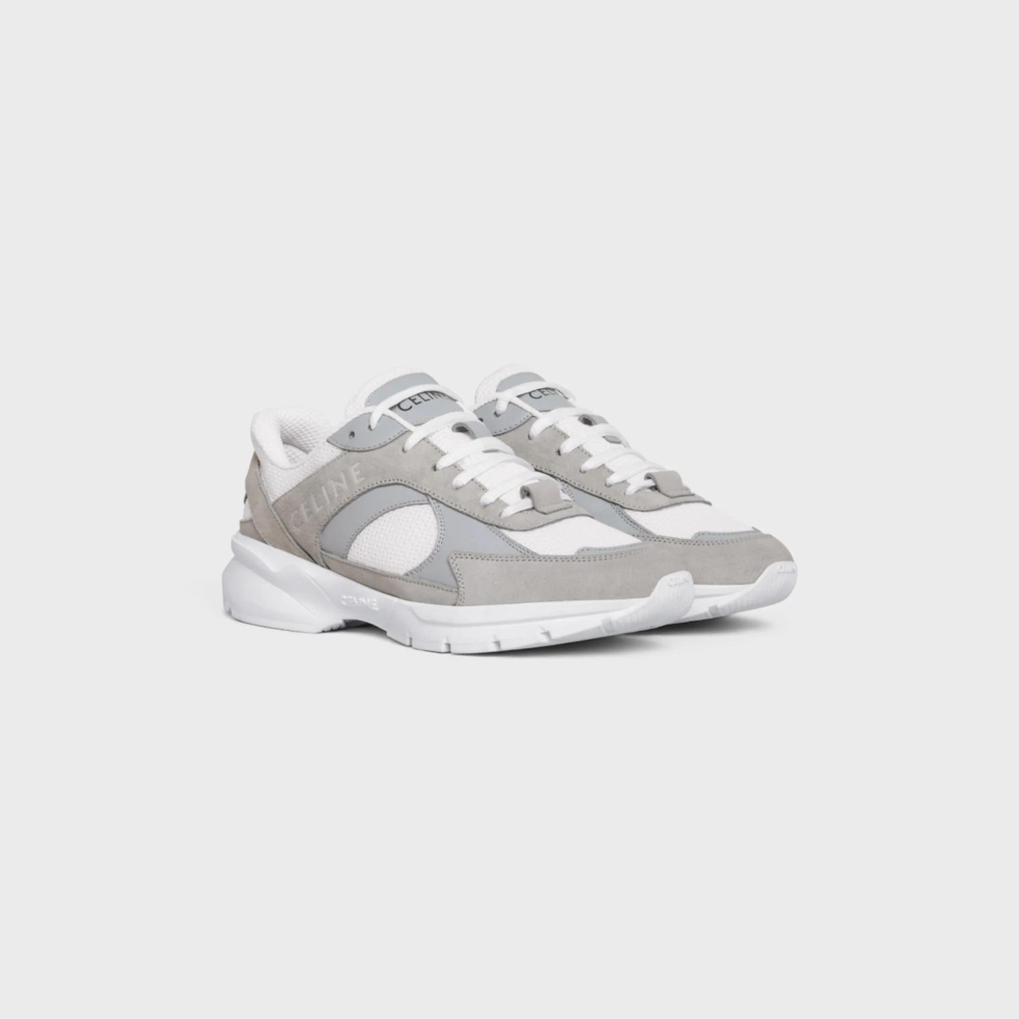 Runner Cr-03 Low Lace-Up Sneaker 30 Suede Calfskin, Mesh & Calfski - Grey/Optic White - Image 2