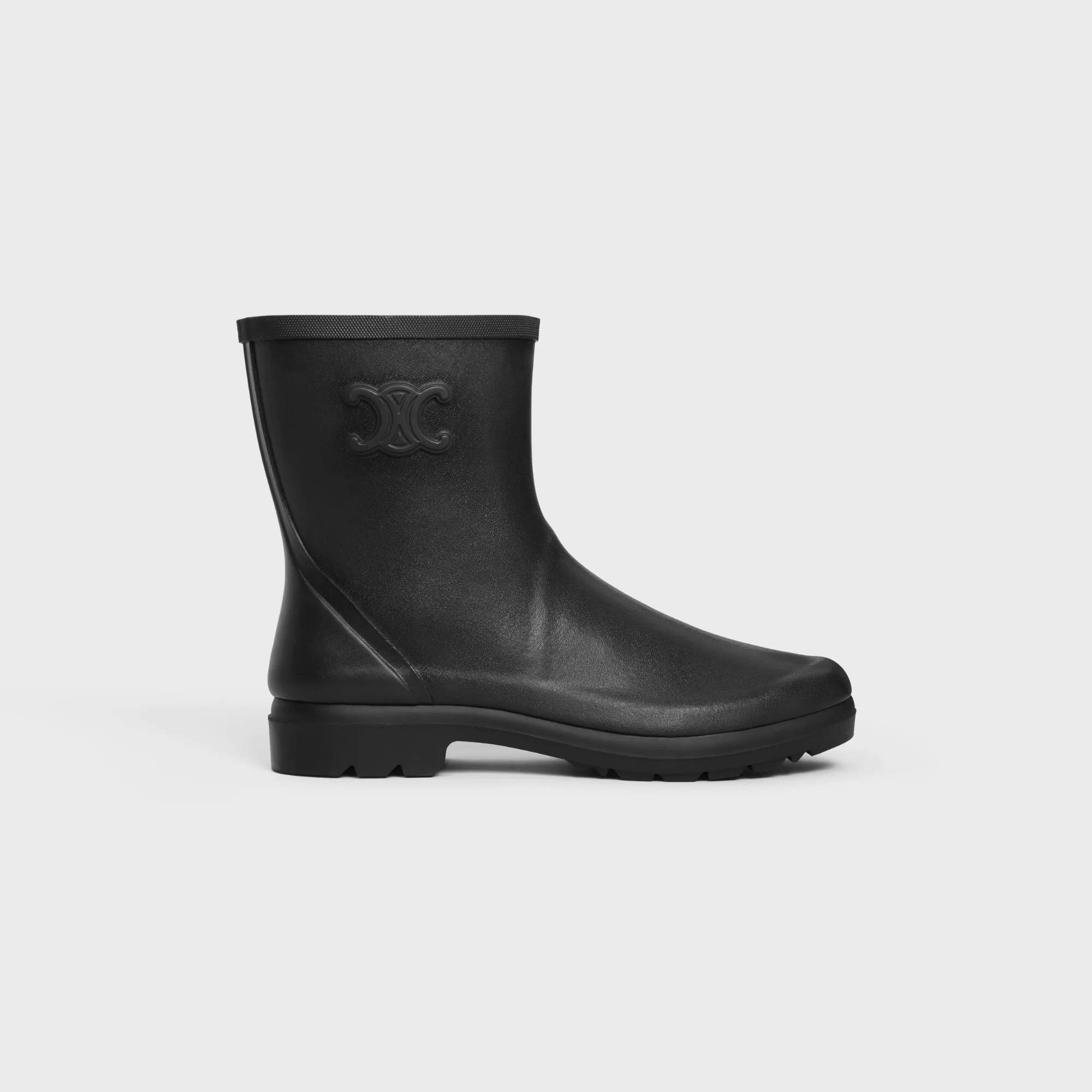 Celine Rain Boots Cropped Boot W/ Triomphe 35 Rubber - Black