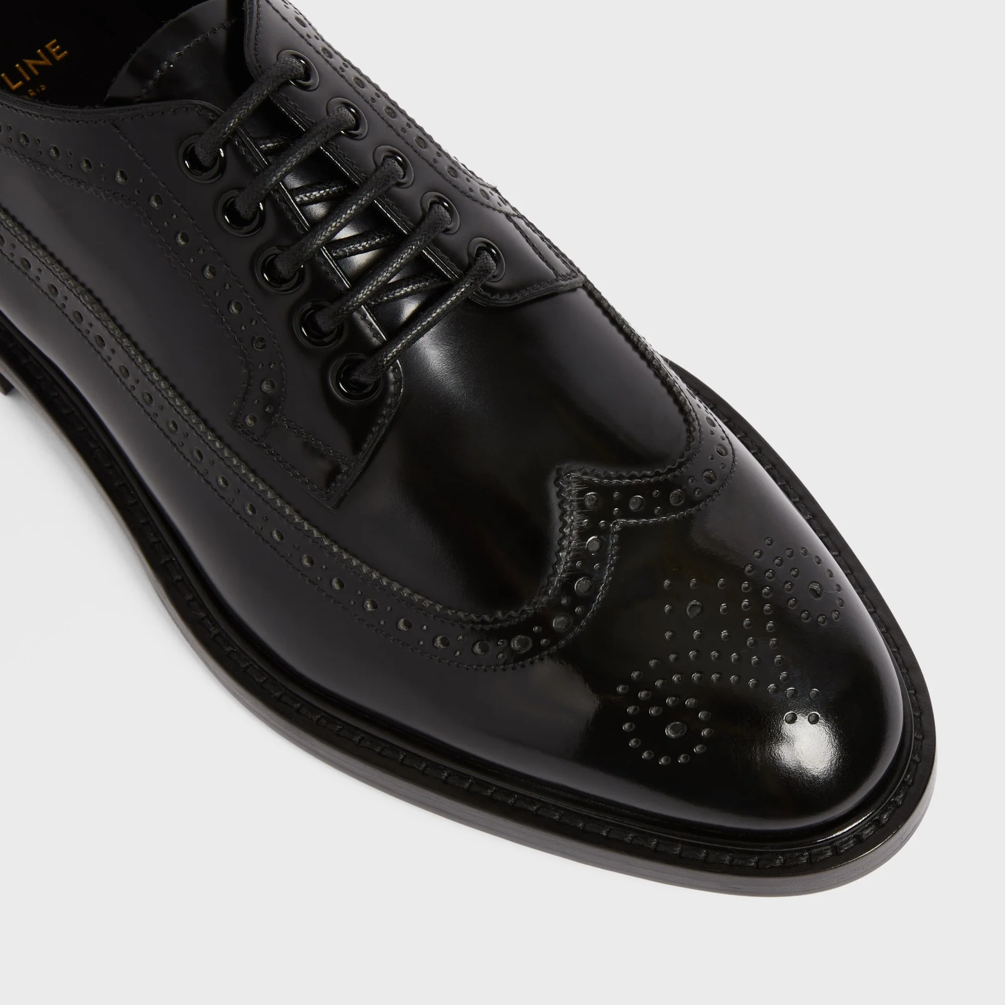 Celine Donavan Derby W/ Brogues 20 Polished Bull - Black - Image 2