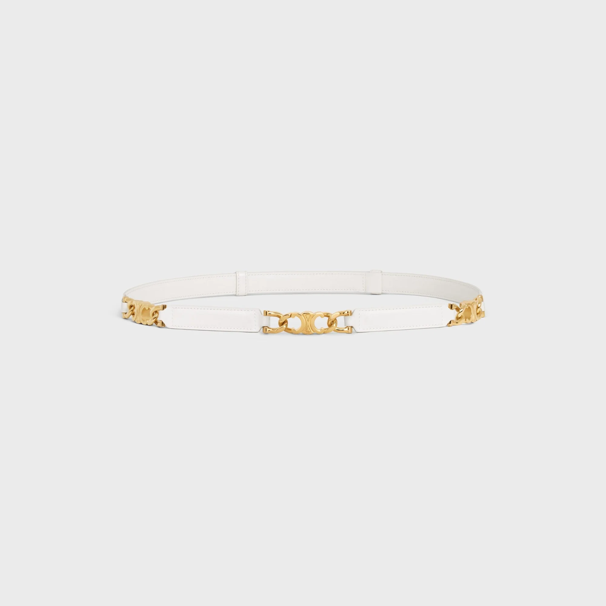Gourmette Triomphe Belt Small 18Mm Taurillon Leather - White - Image 3
