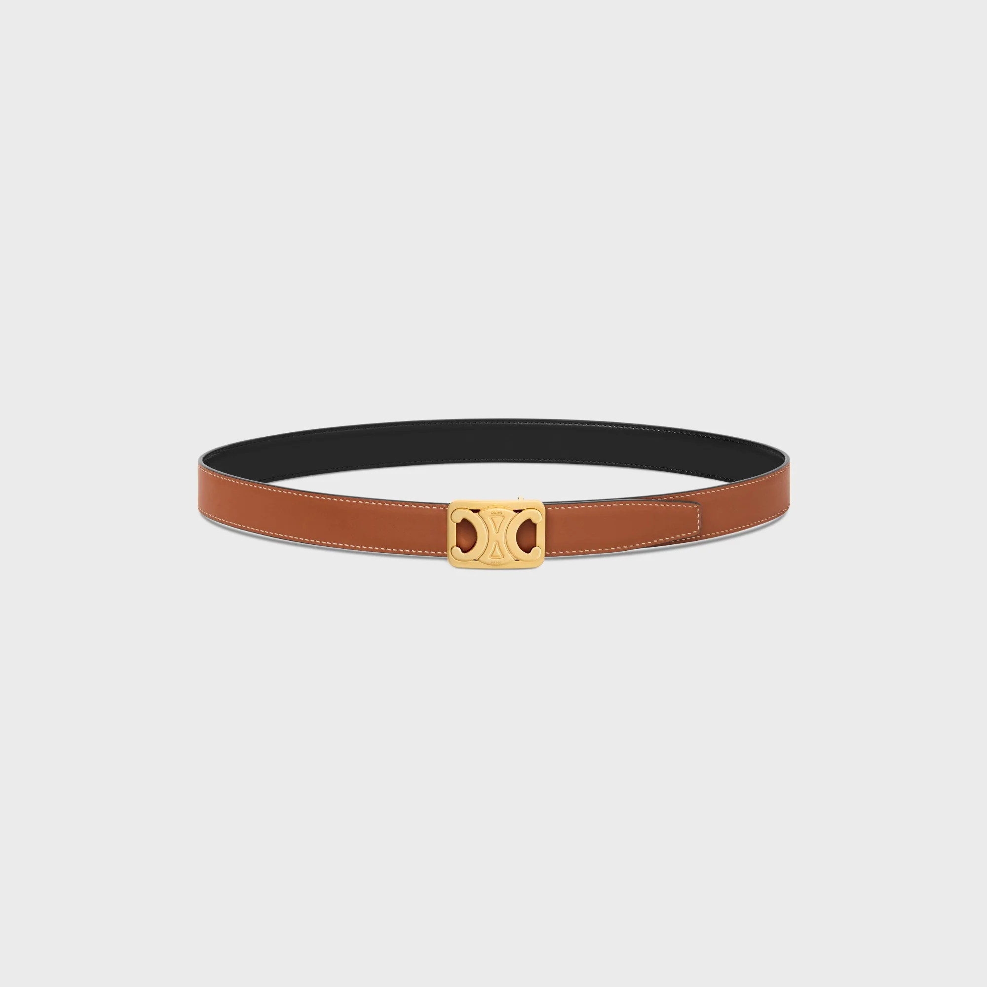 Framed Triomphe Belt Reversible Medium 25Mm Taurillon & Natural Calf. - Tan / Black - Image 3